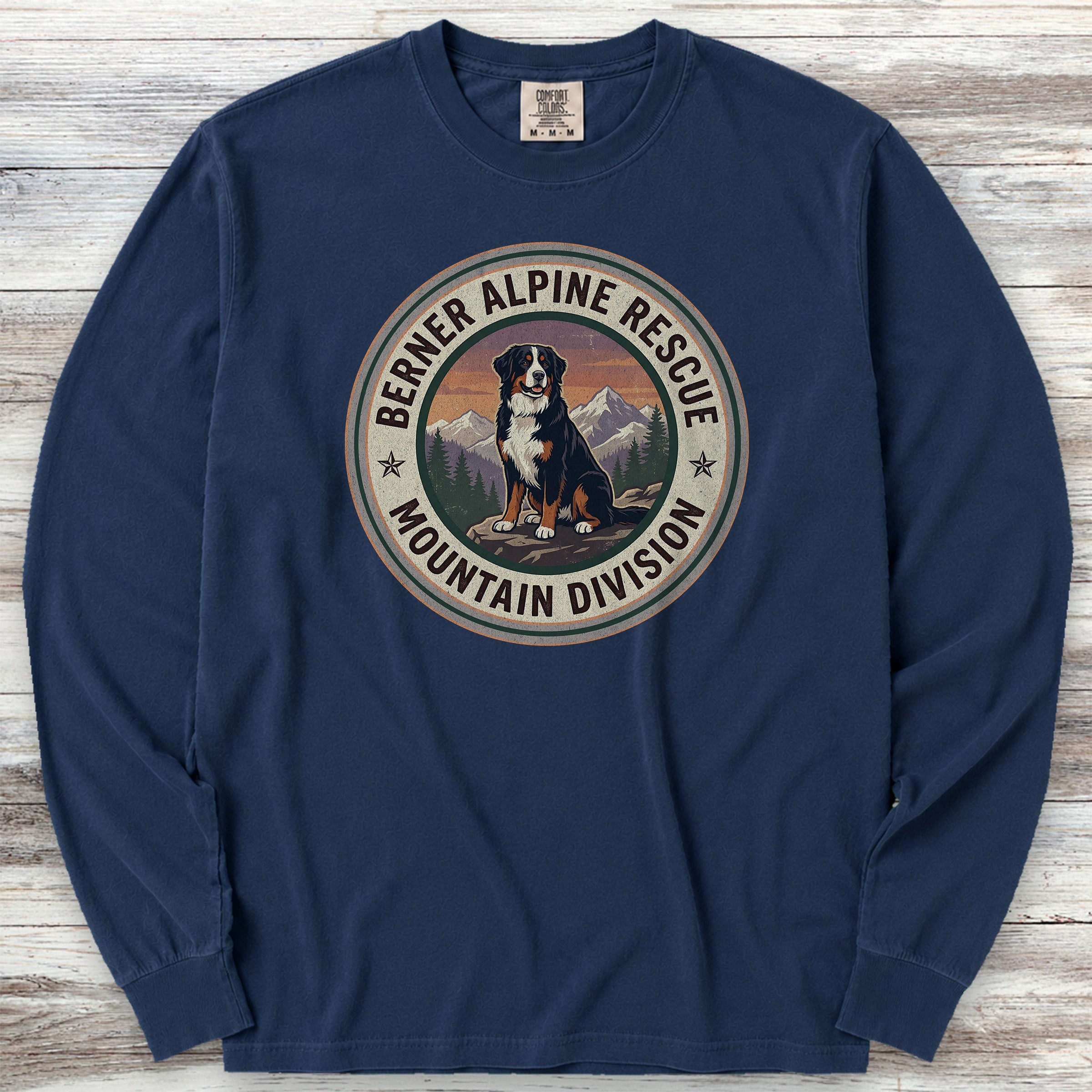 Bernese Mountain Dog Rescue Long Sleeve Tee - True Navy