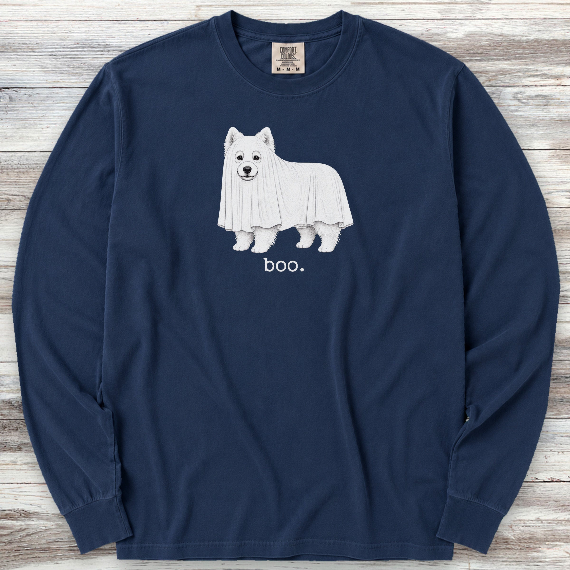 Samoyed Boo Long Sleeve Tee - True Navy