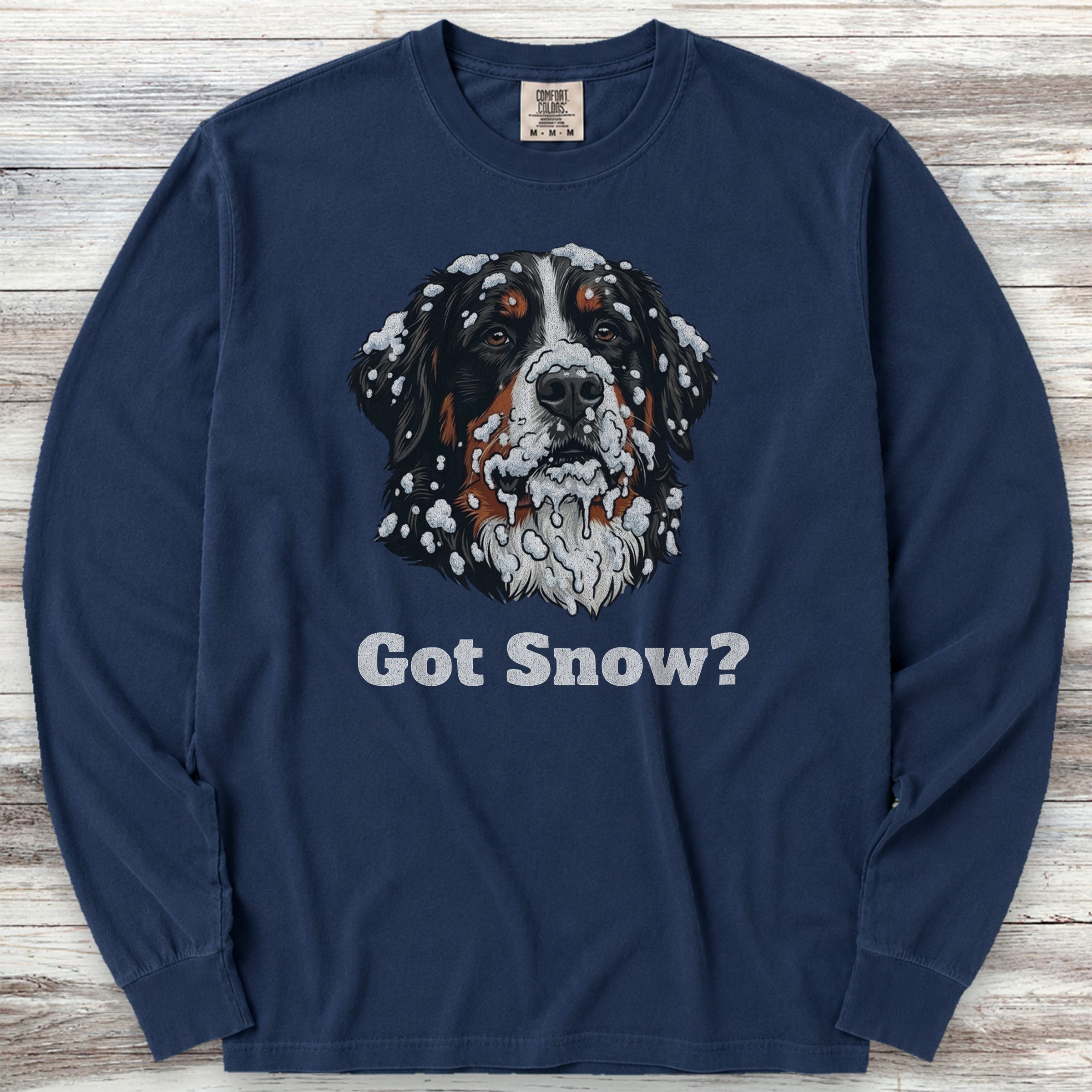 Bernese Mountain Dog Got Snow Long Sleeve Tee - True Navy