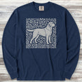 Labrador Retriever Yellow Linocut Long Sleeve Tee - True Navy
