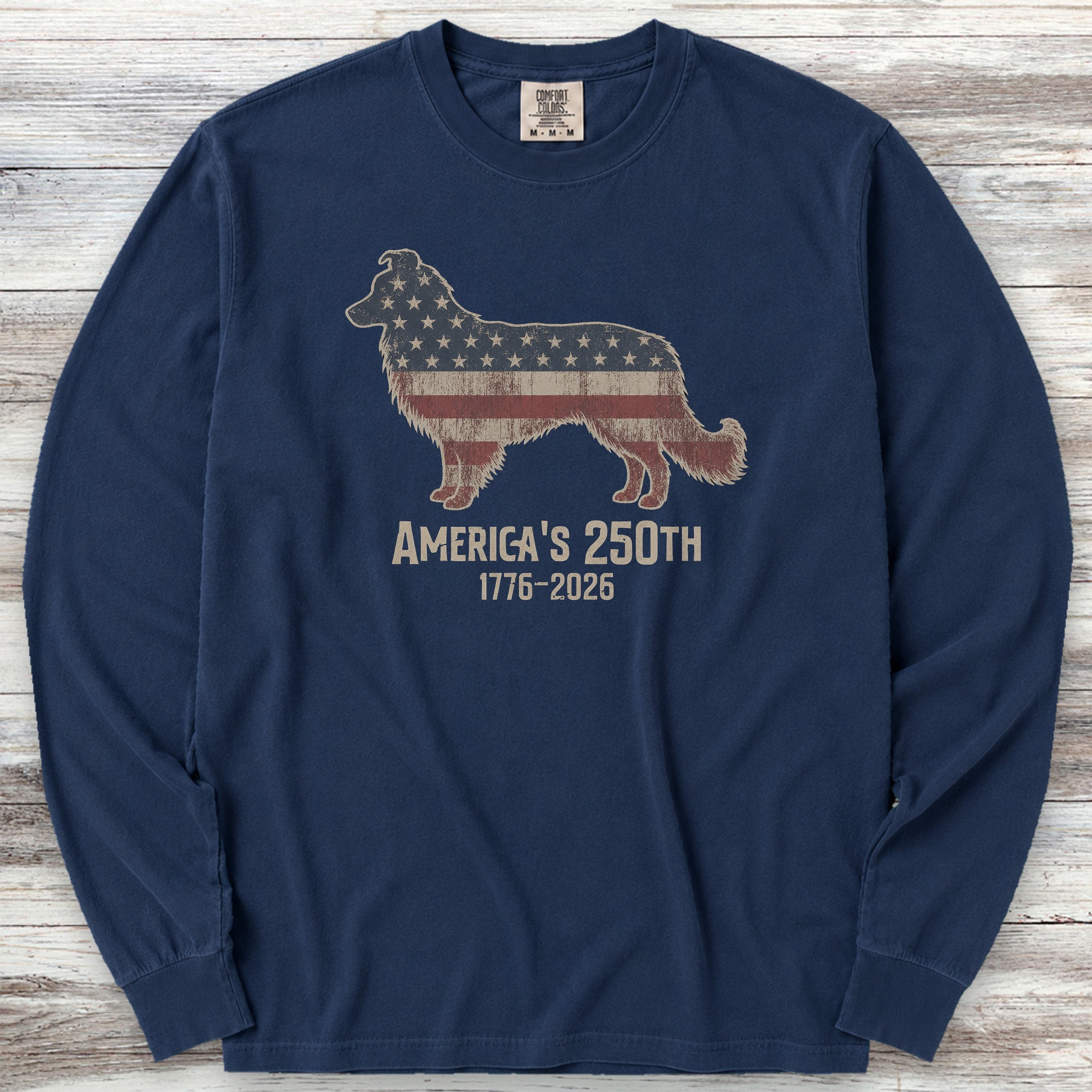 Border Collie 250 Long Sleeve Tee - True Navy