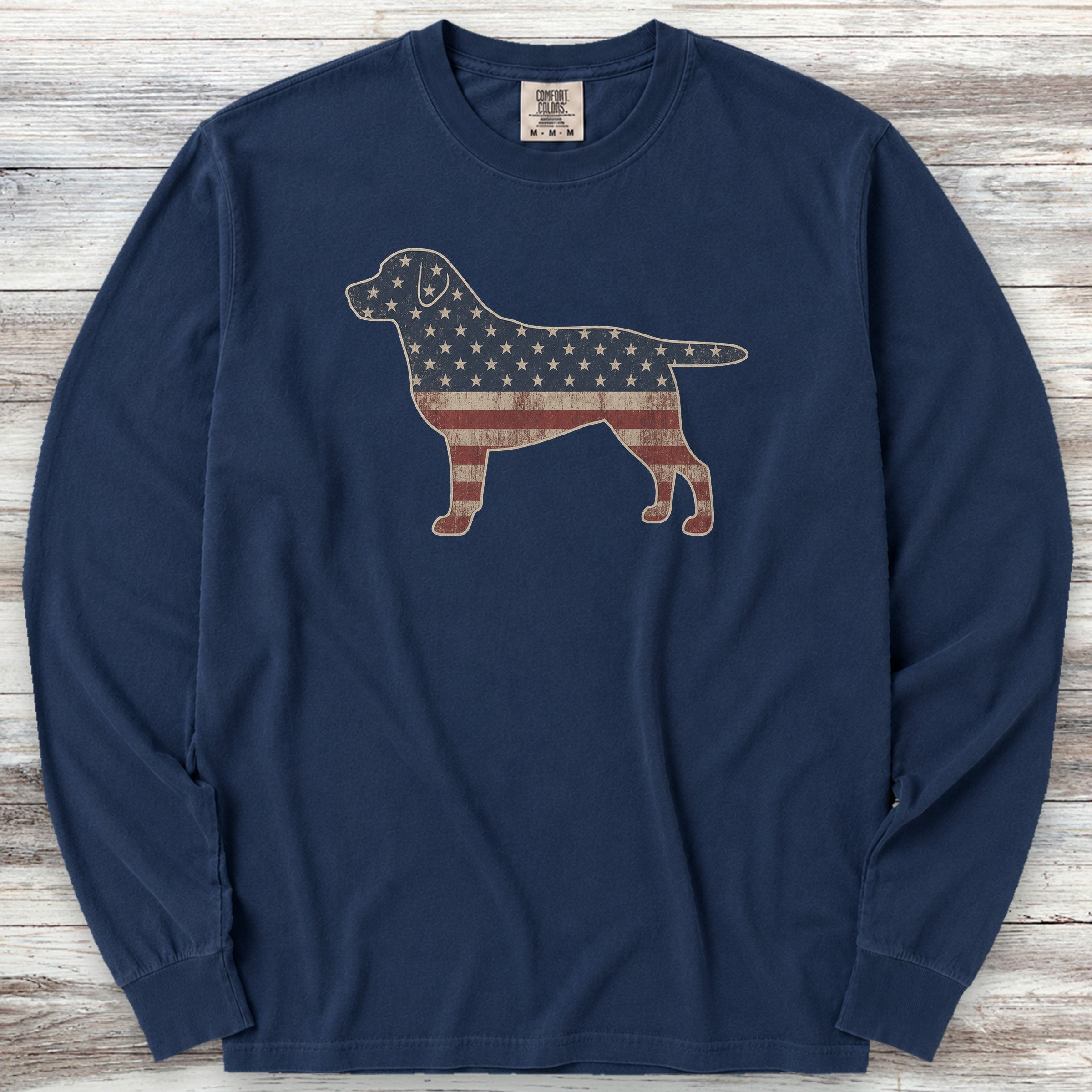 Labrador Retriever Vintage USA Long Sleeve Tee - True Navy
