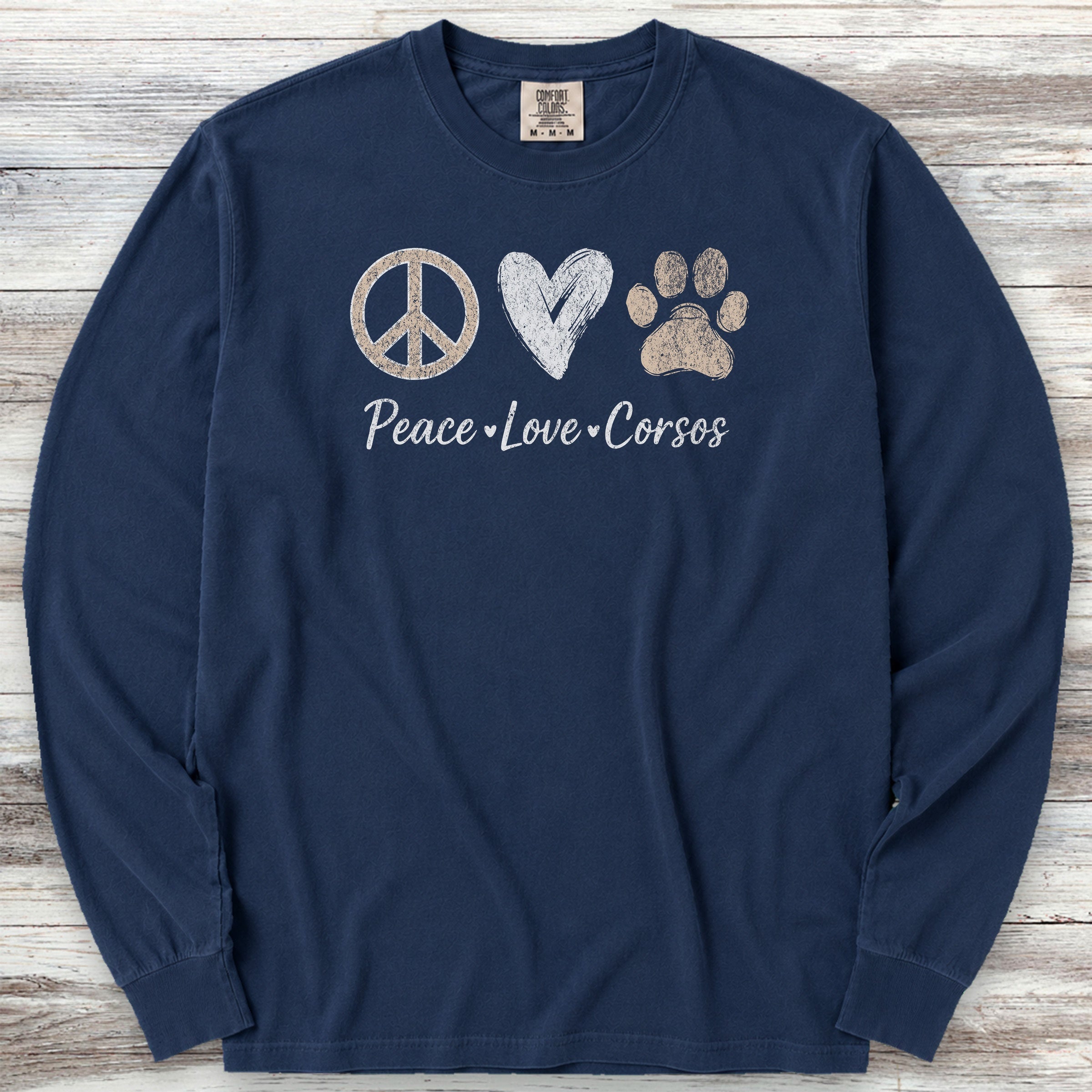 Cane Corso Peace Long Sleeve Tee - True Navy