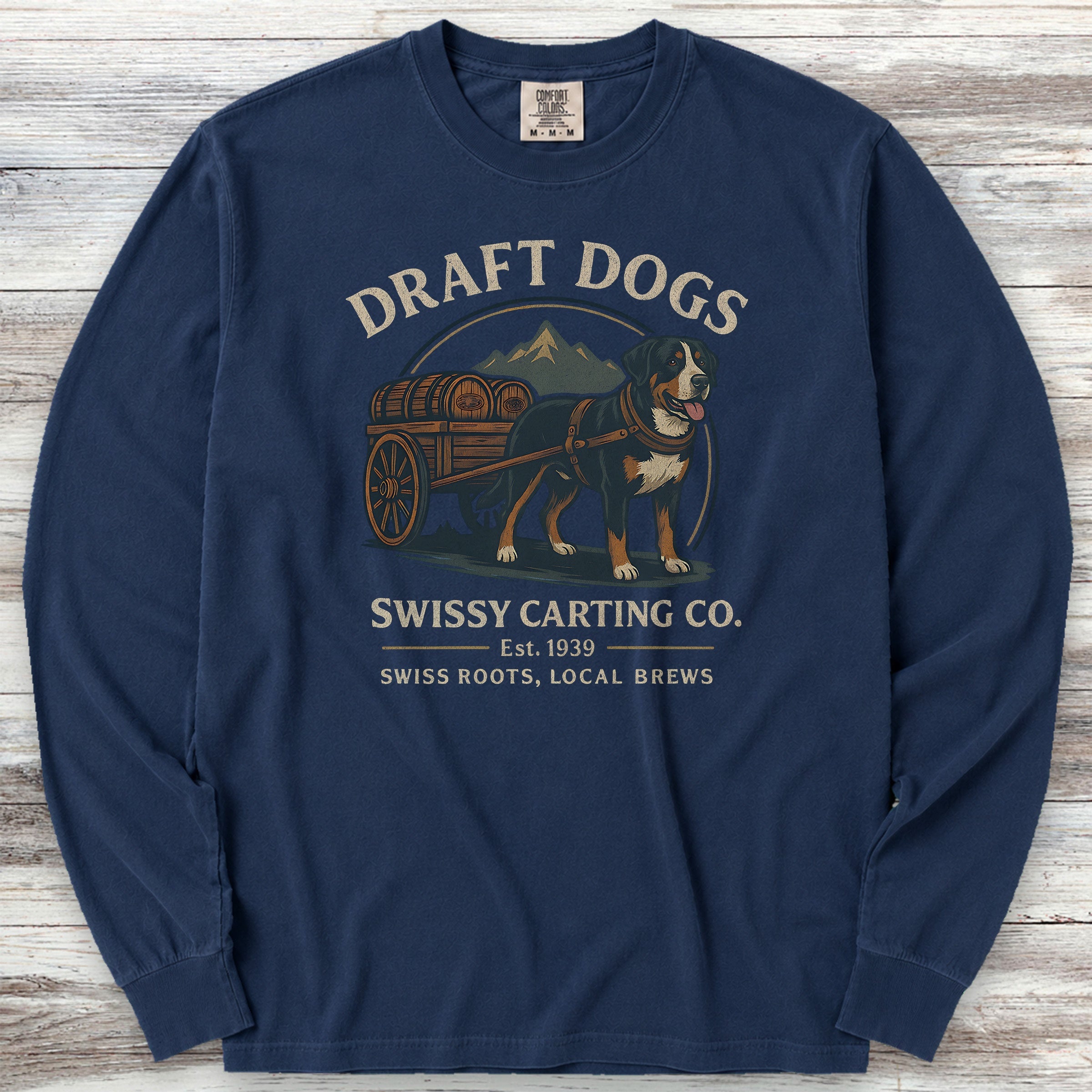 Swiss Mountain Dog Draft Dogs Long Sleeve Tee - True Navy