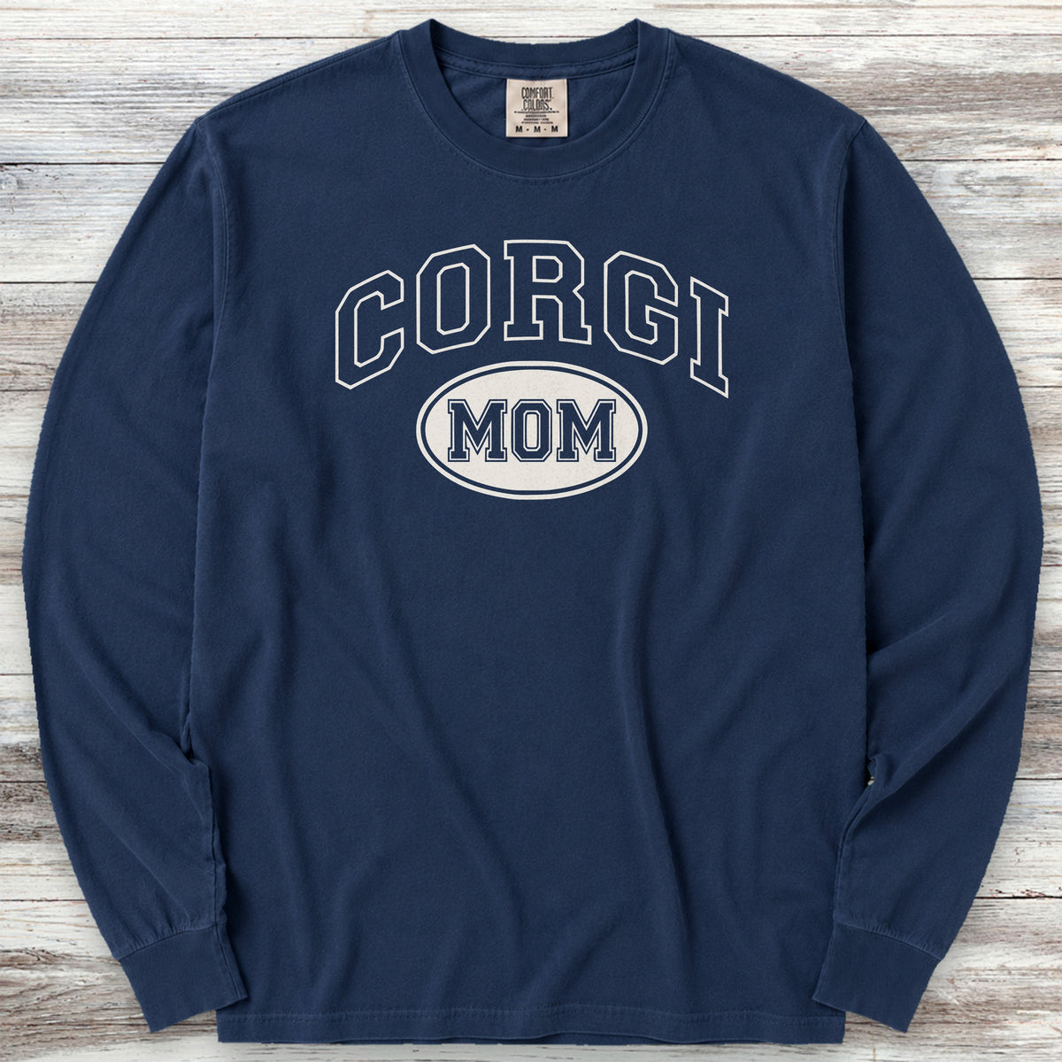 Corgi University Mom Long Sleeve Tee - True Navy
