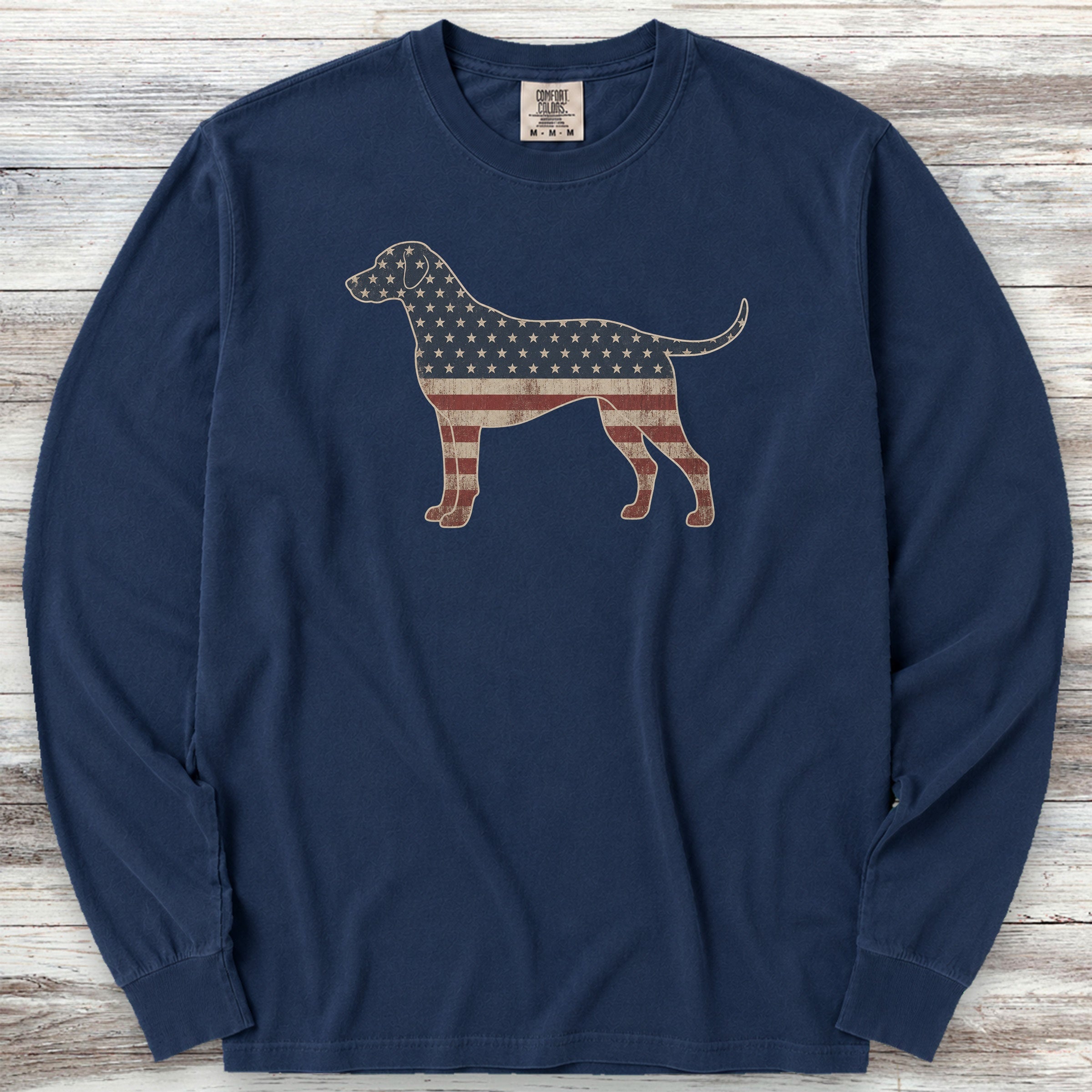 Rhodesian Ridgeback Vintage USA Long Sleeve Tee - True Navy