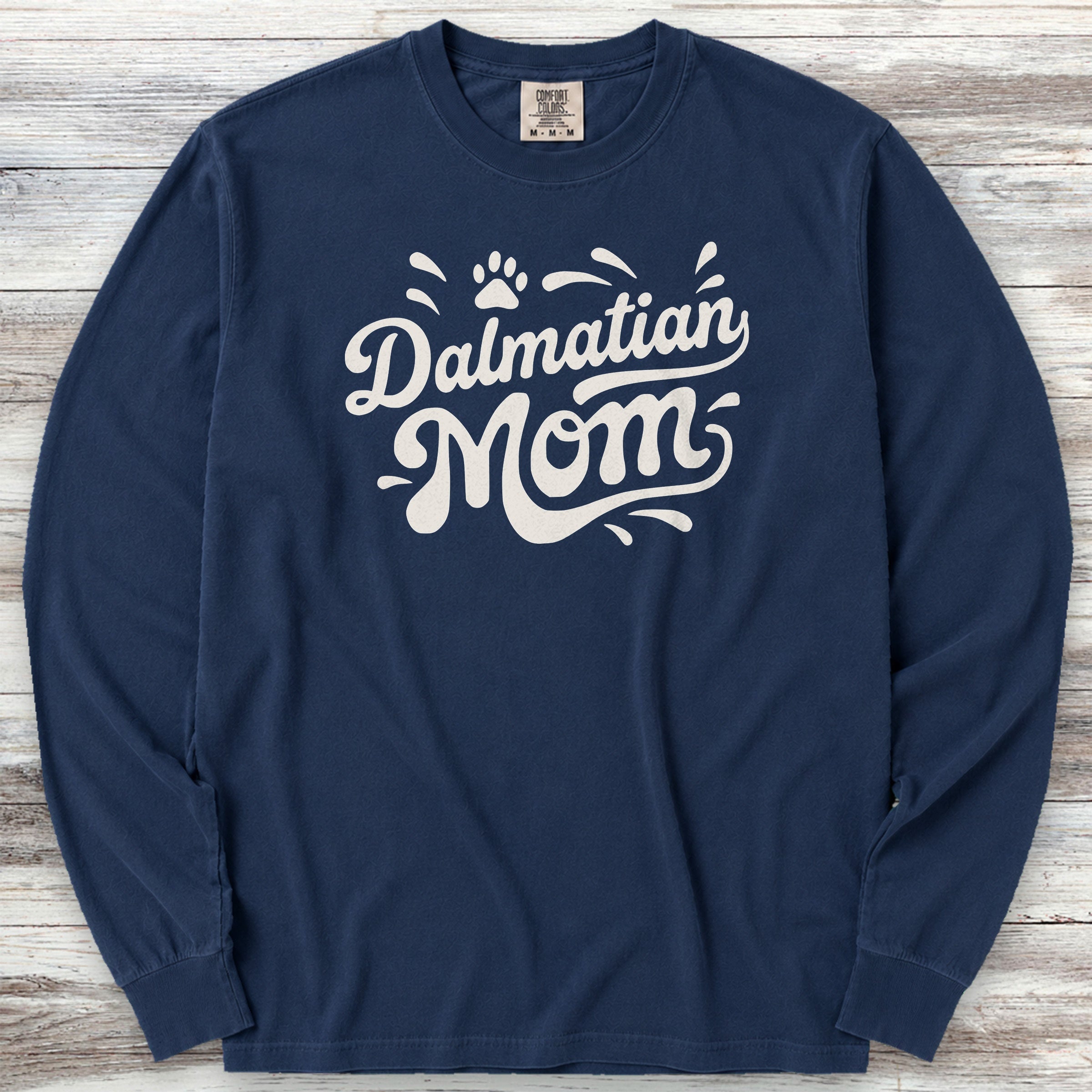 Dalmatian Groovy Mom Long Sleeve Tee - True Navy