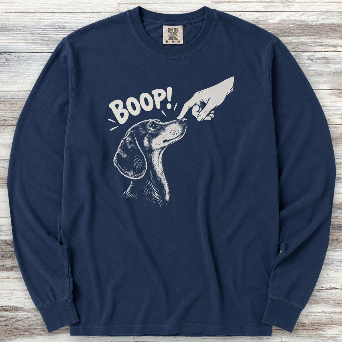 Dachshund BOOP! Long Sleeve Tee - True Navy