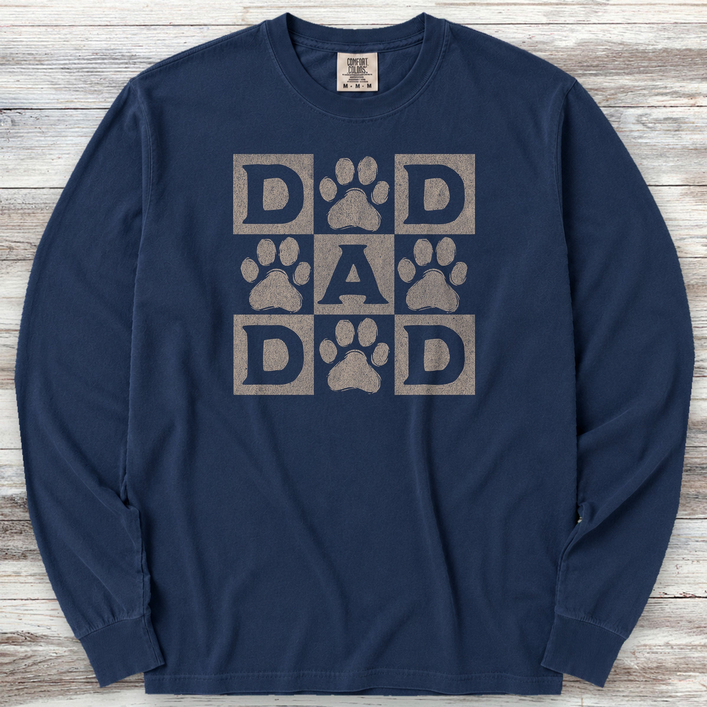 Paw Print Dad Long Sleeve Tee - True Navy