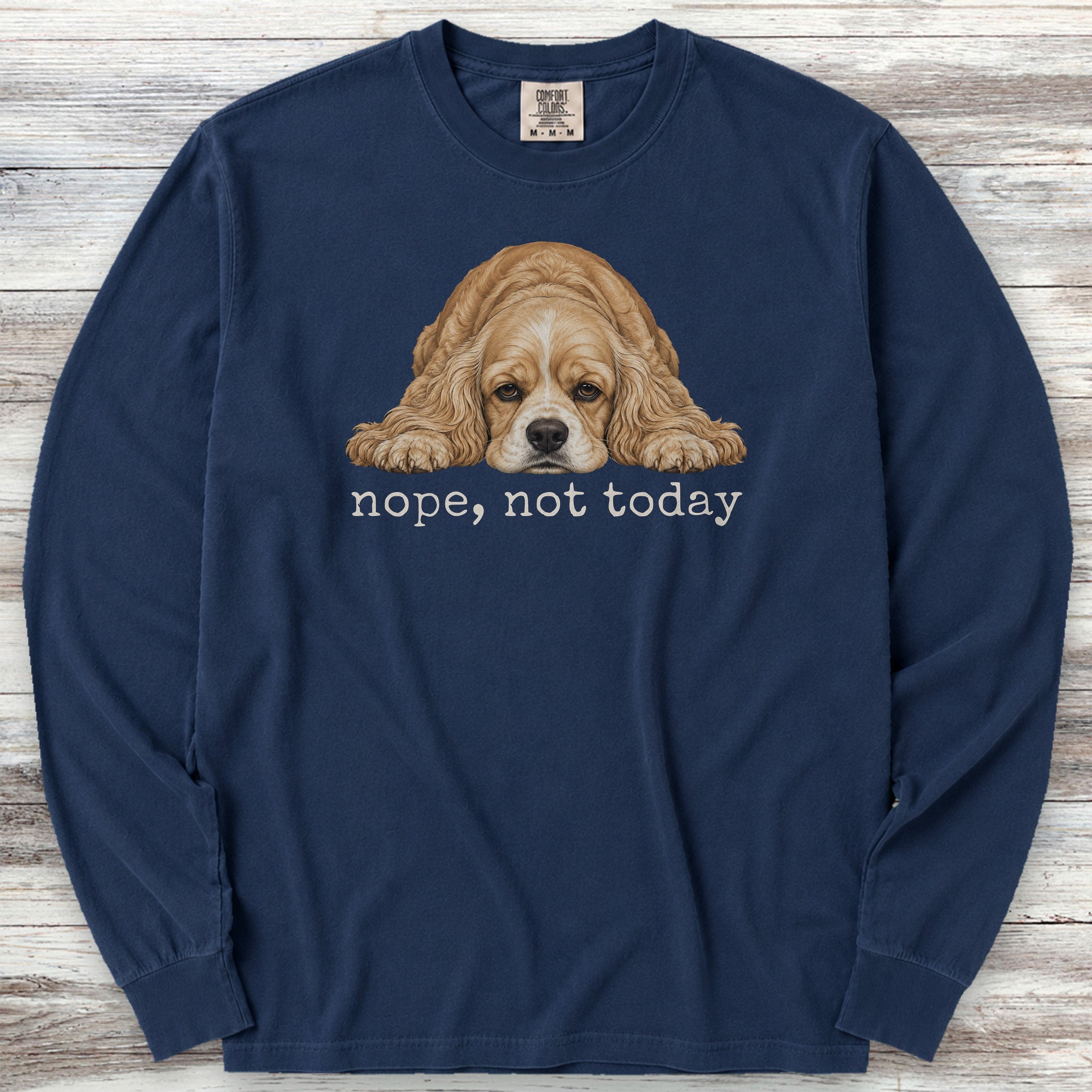 Cocker Spaniel Nope Long Sleeve Tee - True Navy
