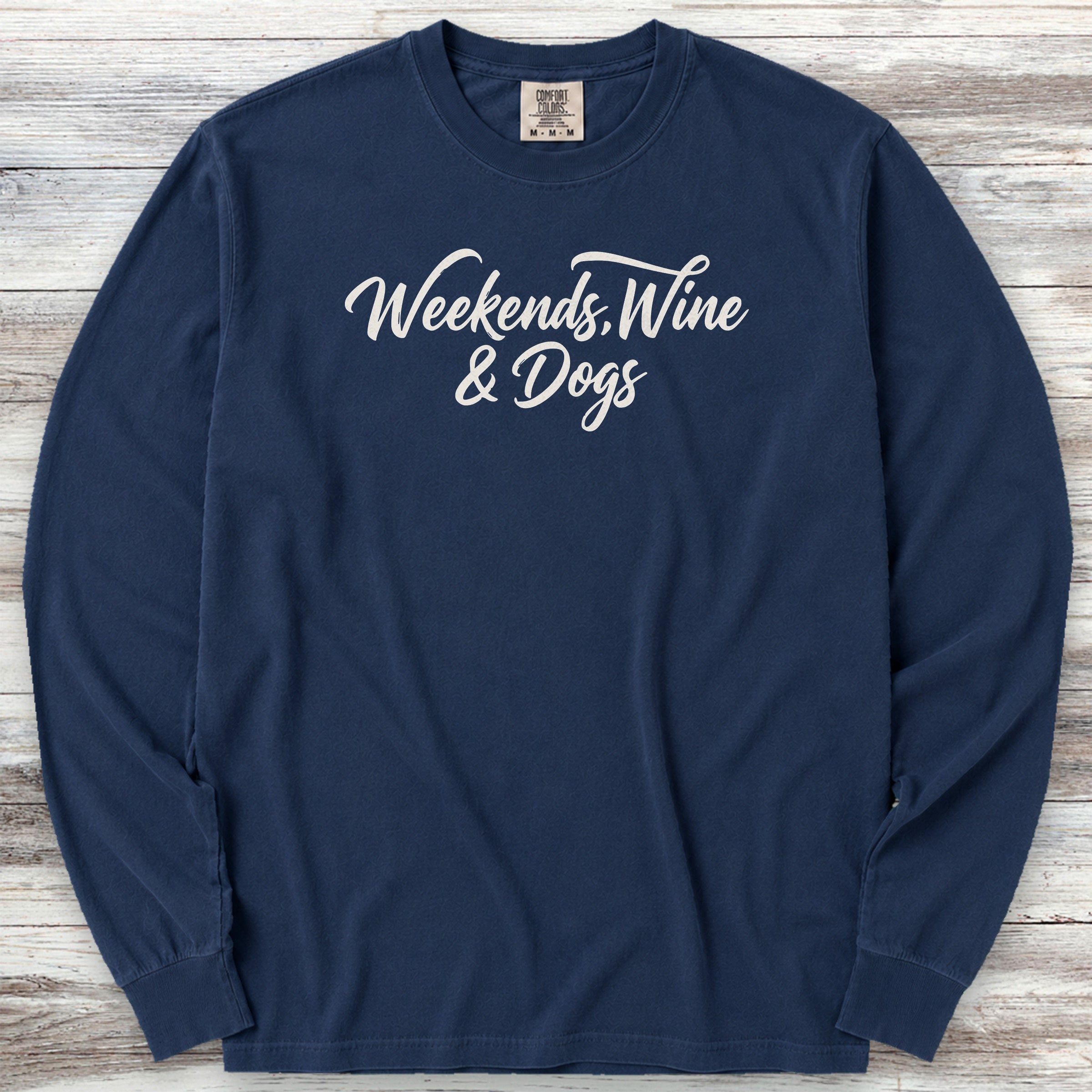 Weekends Wine Dogs Long Sleeve Tee - True Navy