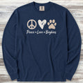 Boykin Spaniel Peace Long Sleeve Tee - True Navy