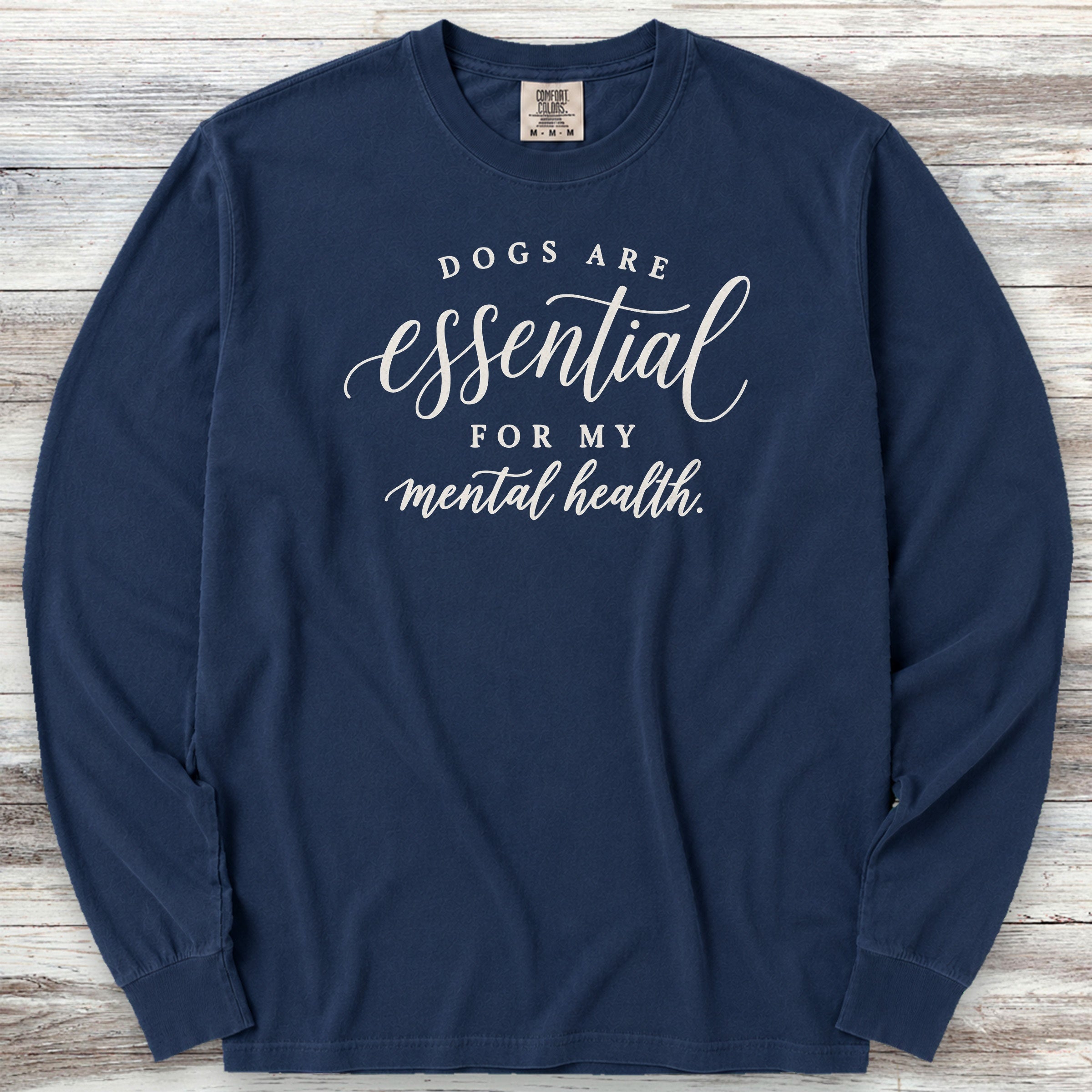 Dogs Are Essential Long Sleeve Tee - True Navy