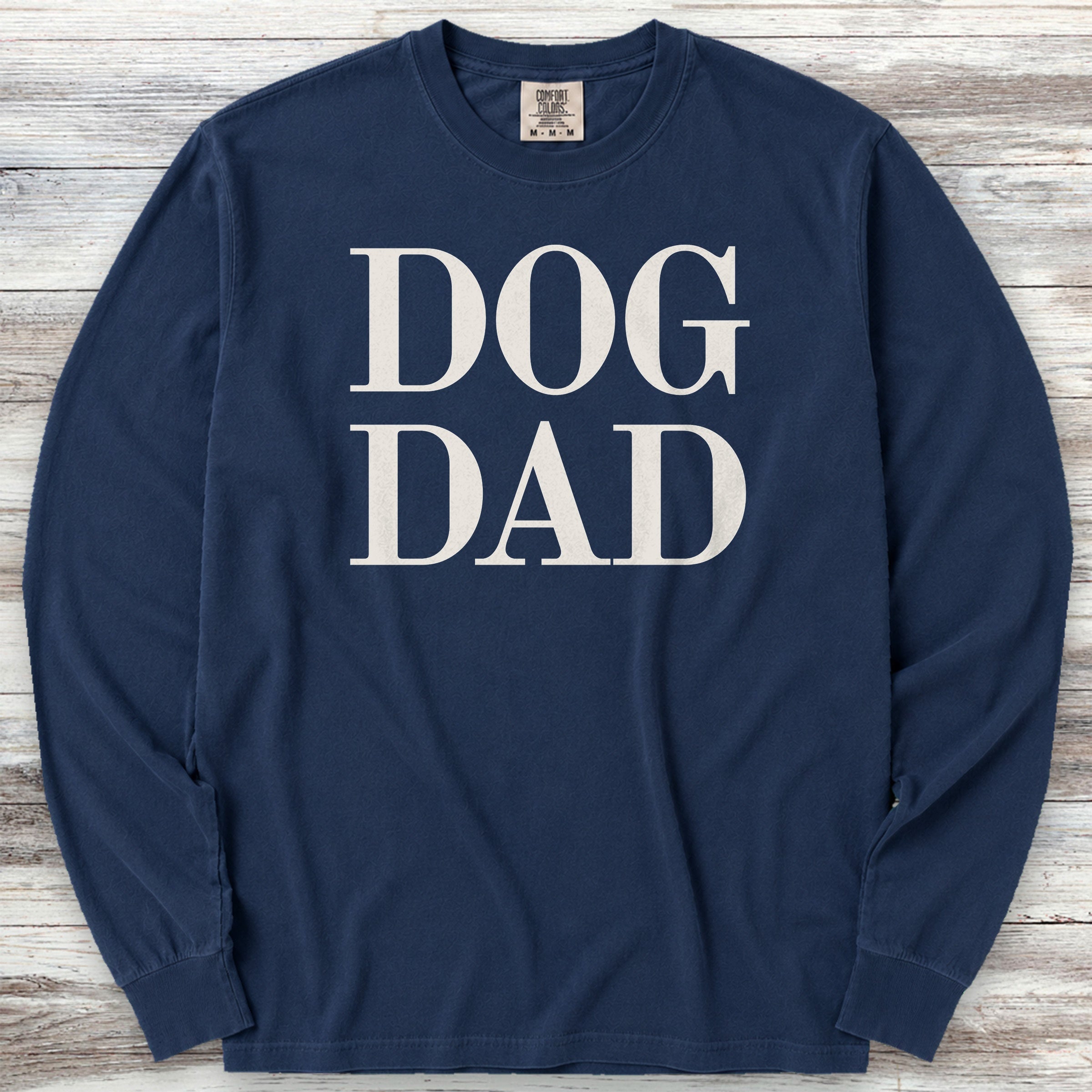 Dog Dad Bold Long Sleeve Tee - True Navy
