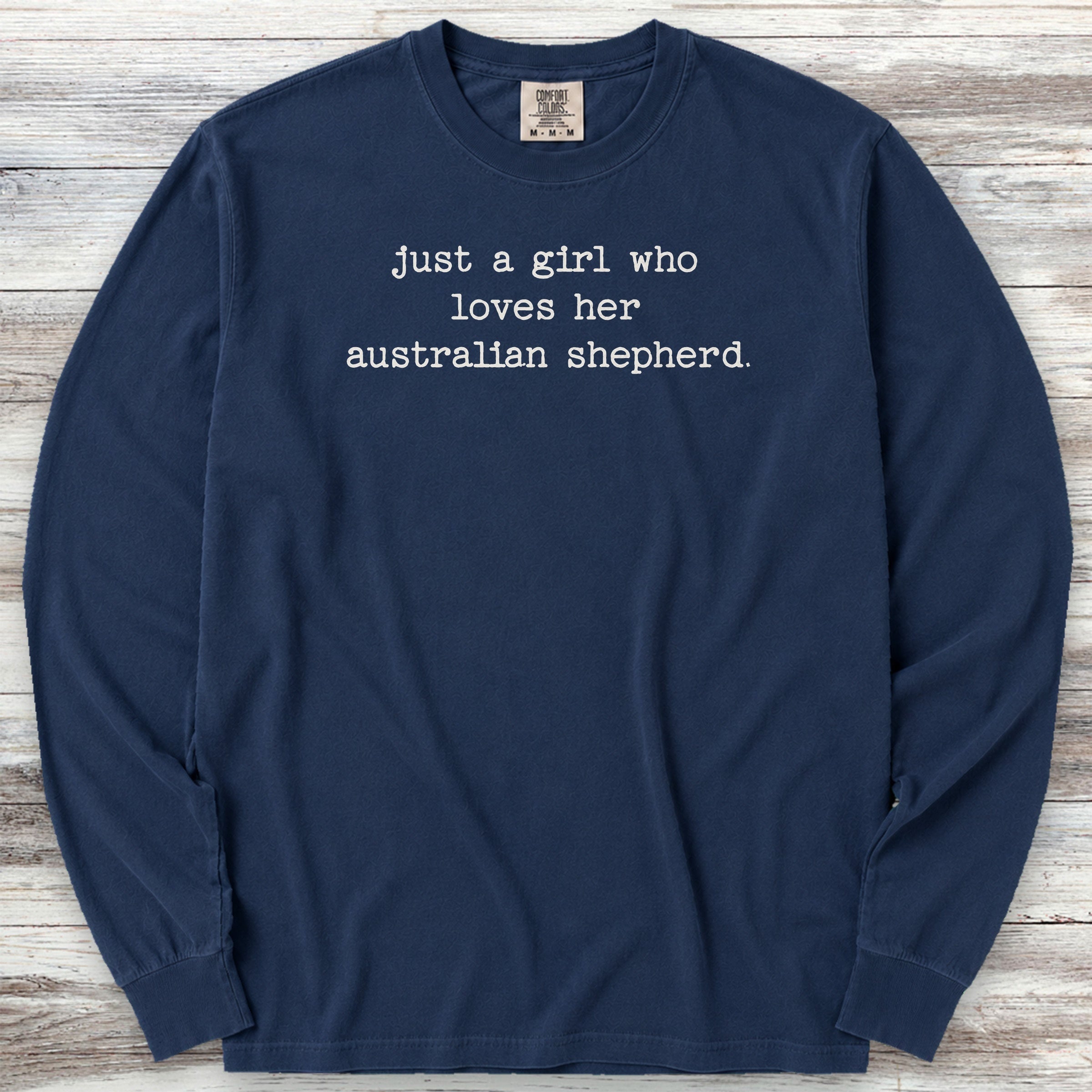 Australian Shepherd Girl Long Sleeve Tee - True Navy