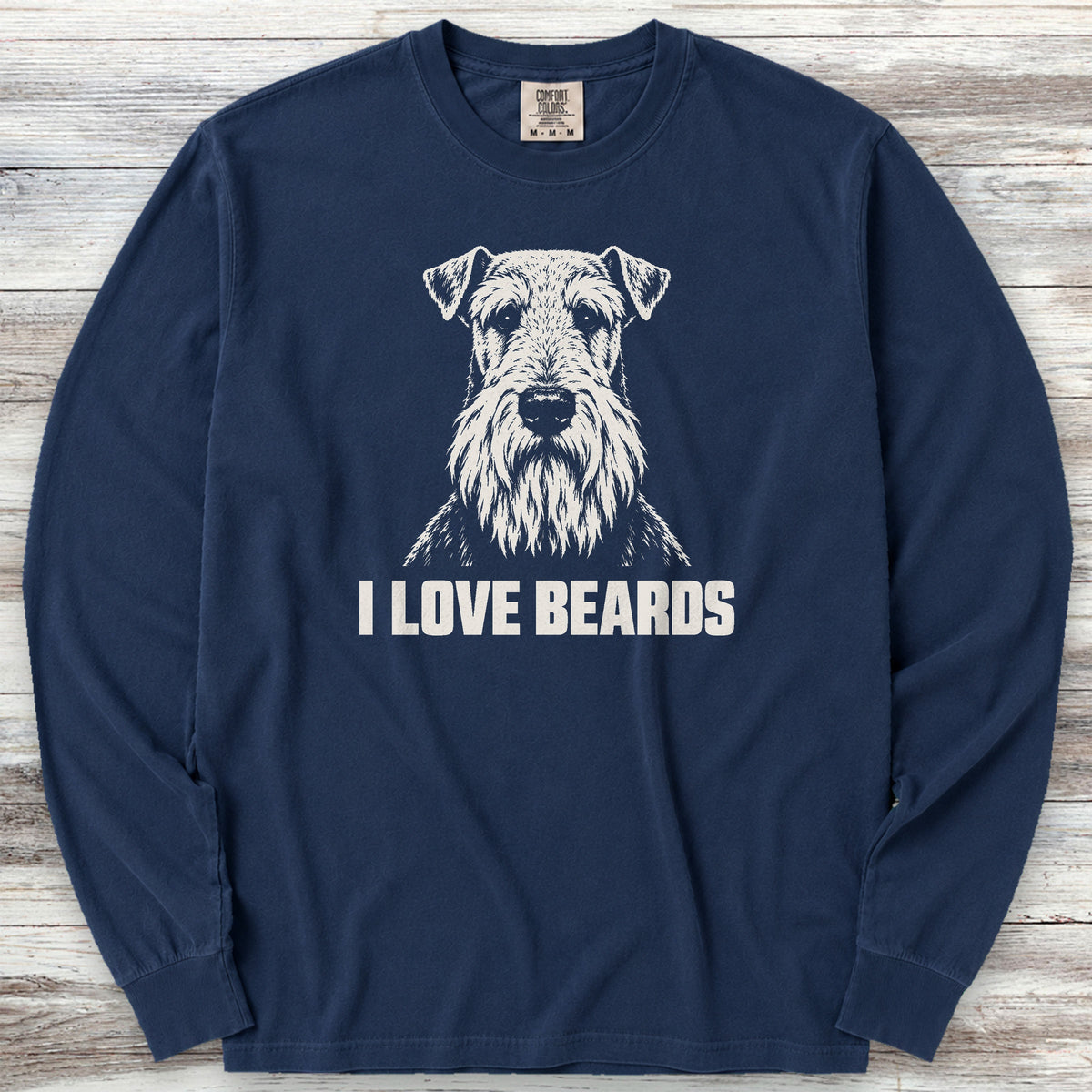 Airedale I Love Beards Long Sleeve Tee - True Navy