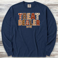 Treat Dealer Fall Faux Patchwork Long Sleeve Tee - True Navy