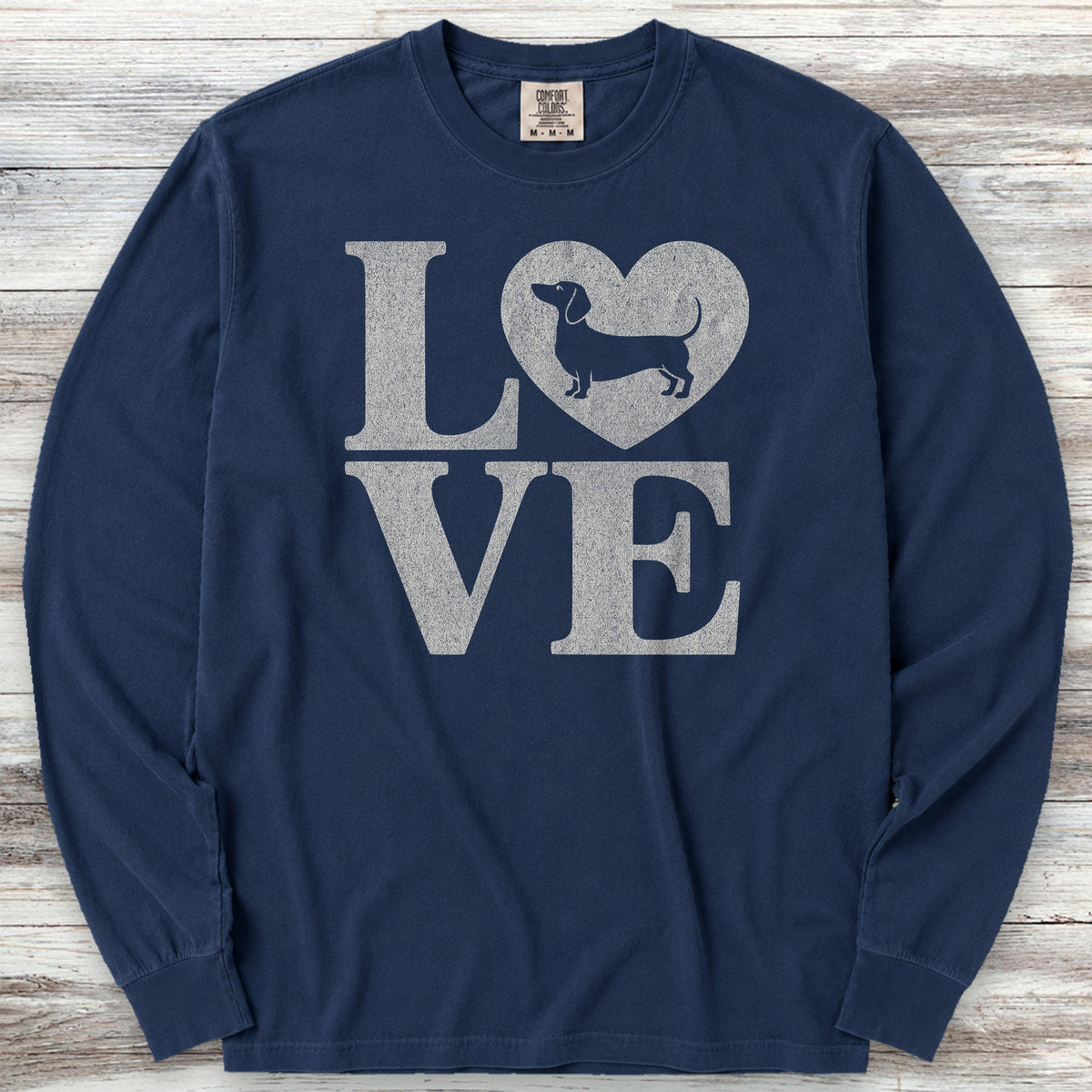 Dachshund Heart Long Sleeve Tee - True Navy
