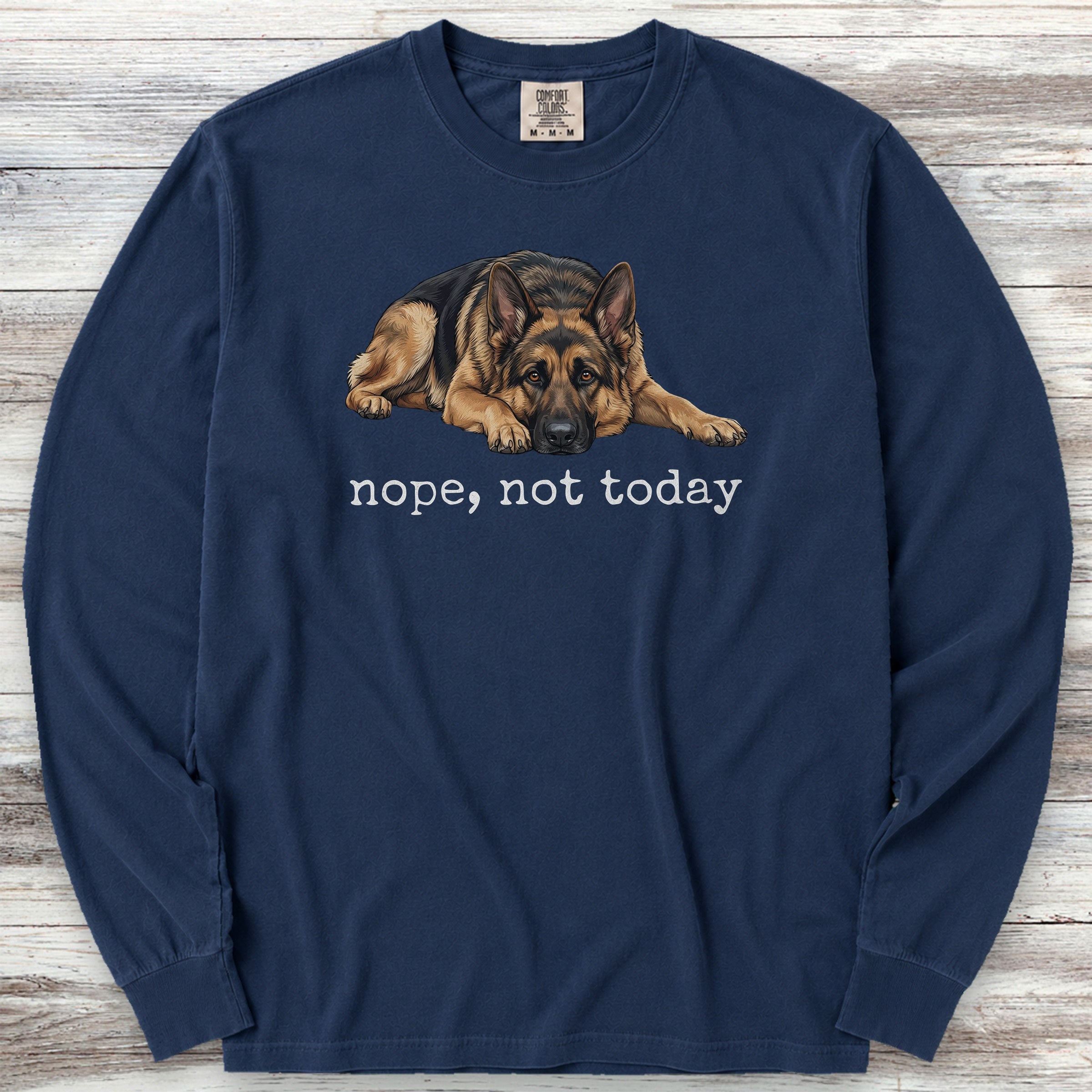 German Shepherd Nope Long Sleeve Tee - True Navy