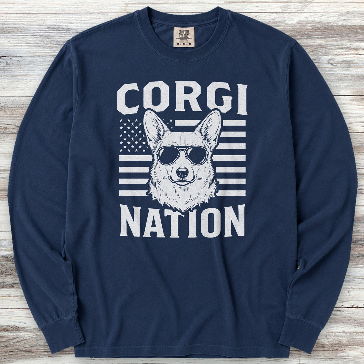 Corgi Nation Long Sleeve Tee - True Navy