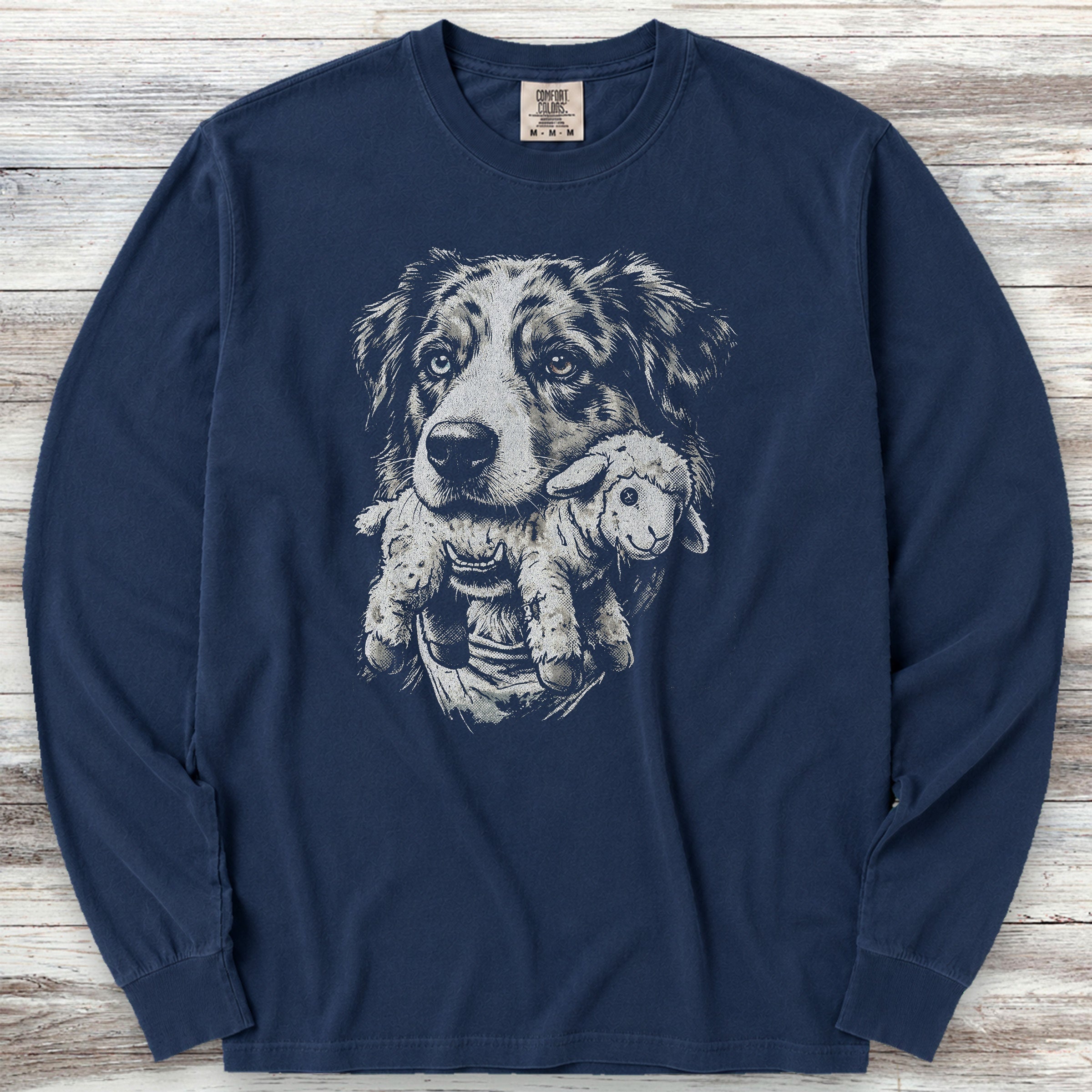 Australian Shepherd Favorite Toy Long Sleeve Tee - True Navy