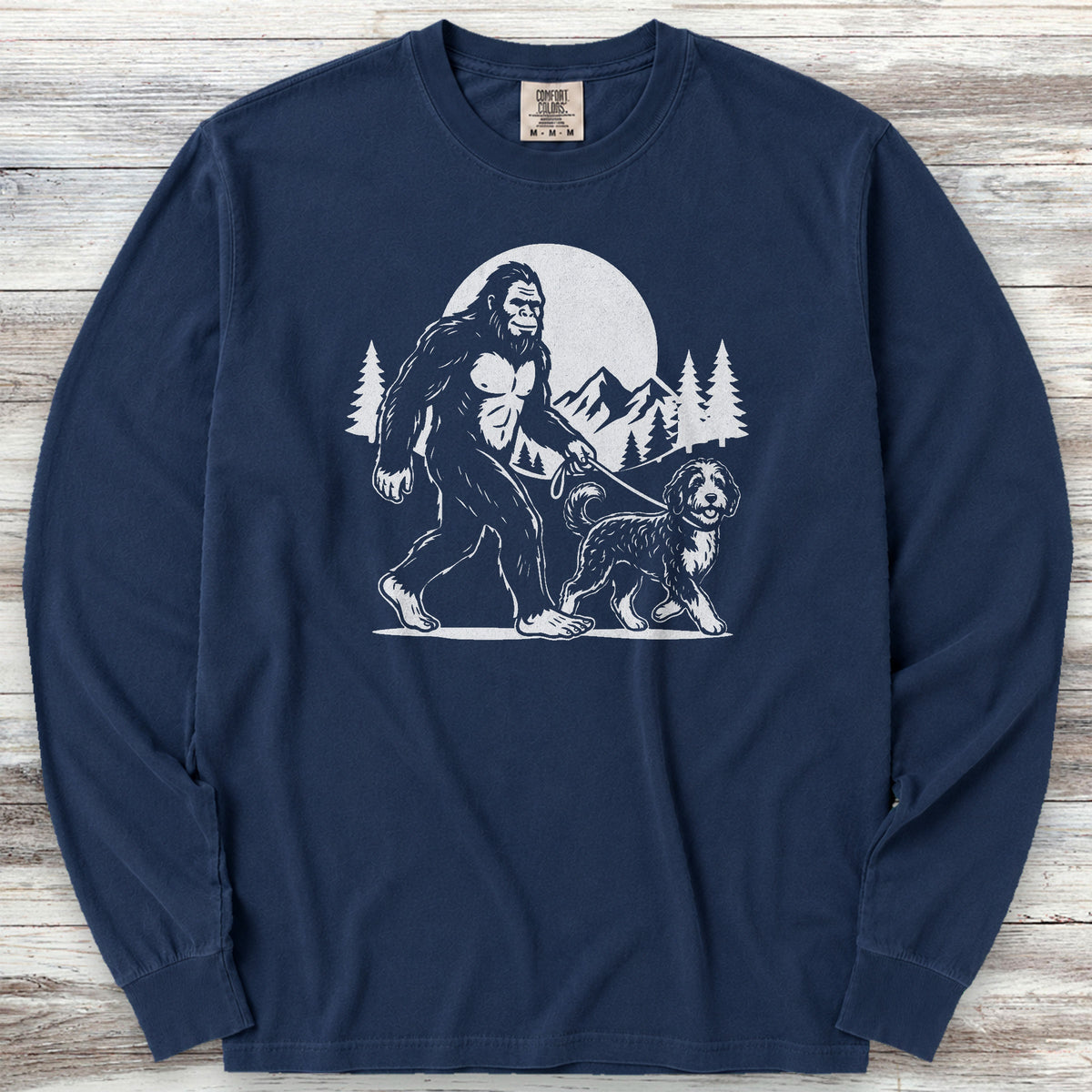 Bernedoodle & Bigfoot Long Sleeve Tee - True Navy