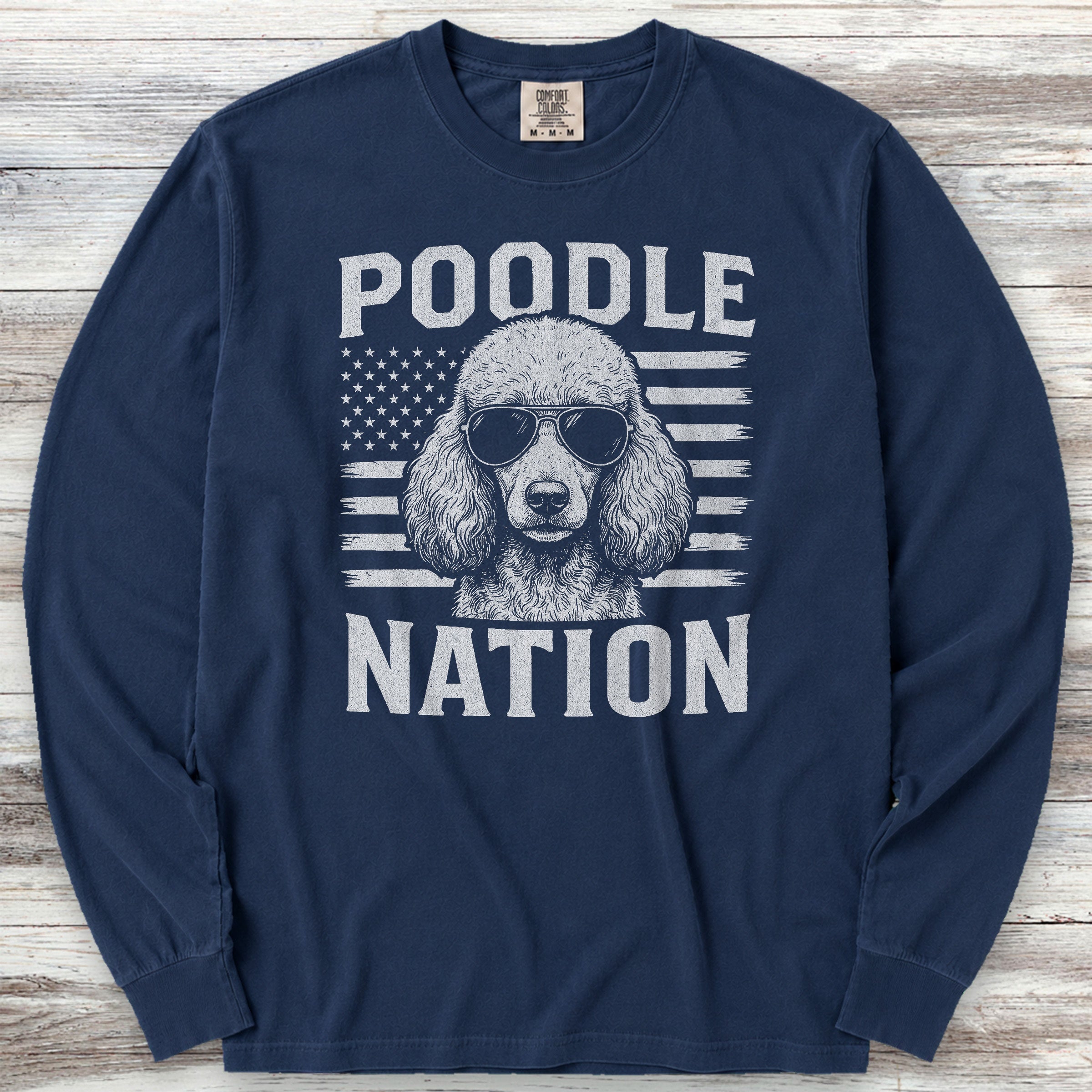 Poodle Nation Long Sleeve Tee - True Navy