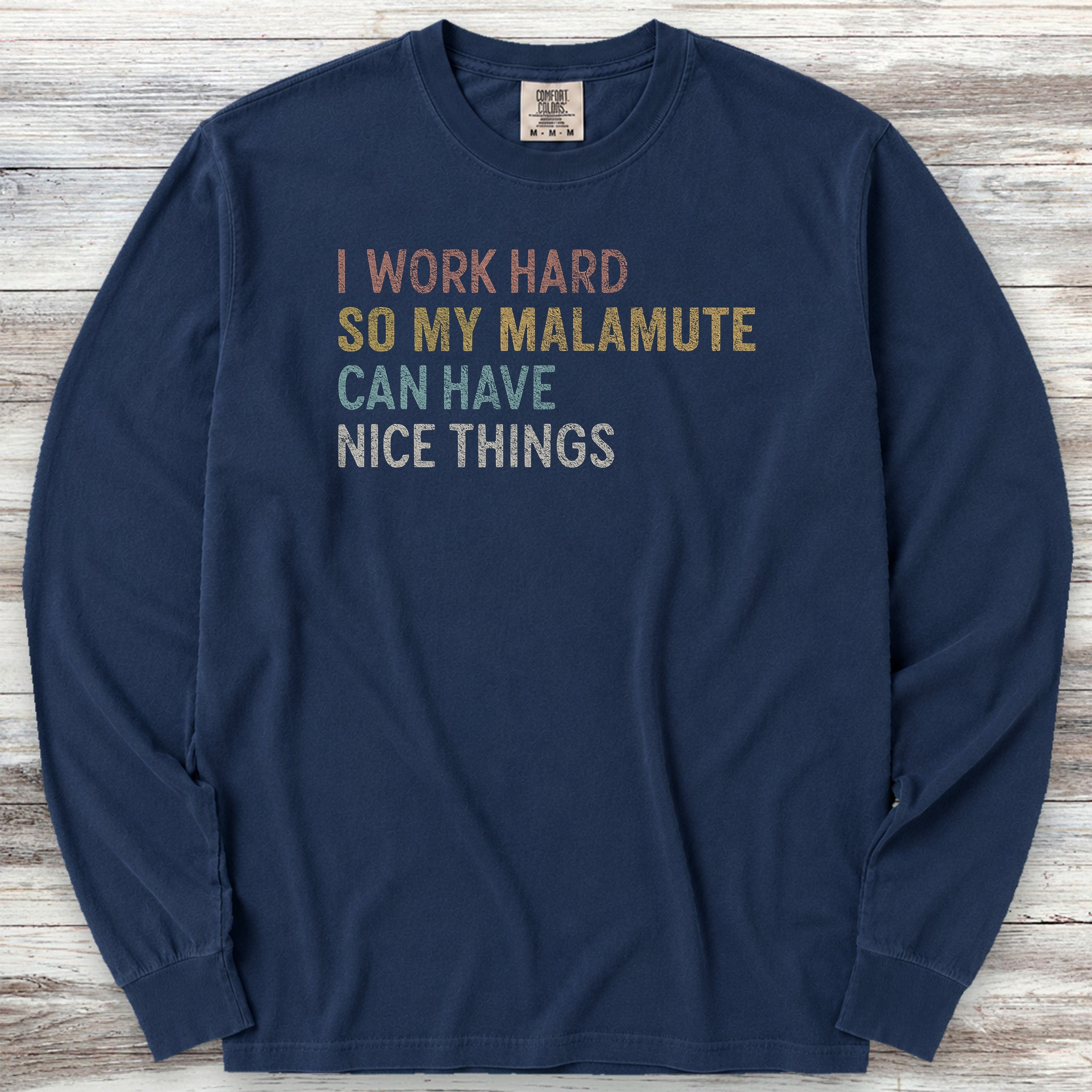 Malamute Work Hard Long Sleeve Tee - True Navy