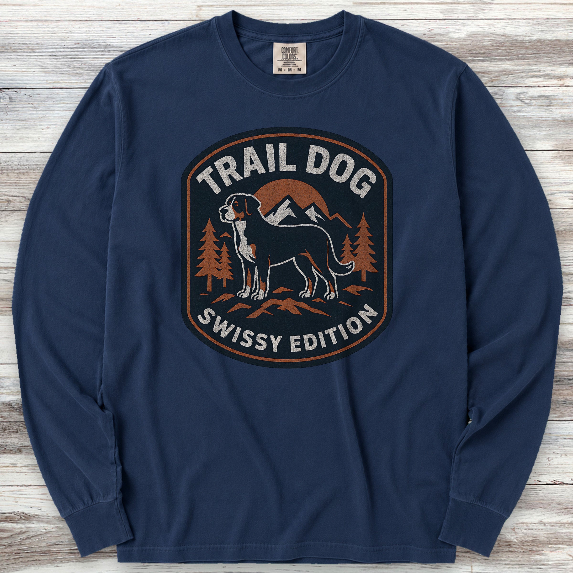 Swiss Mountain Dog Trail Dog Long Sleeve Tee - True Navy