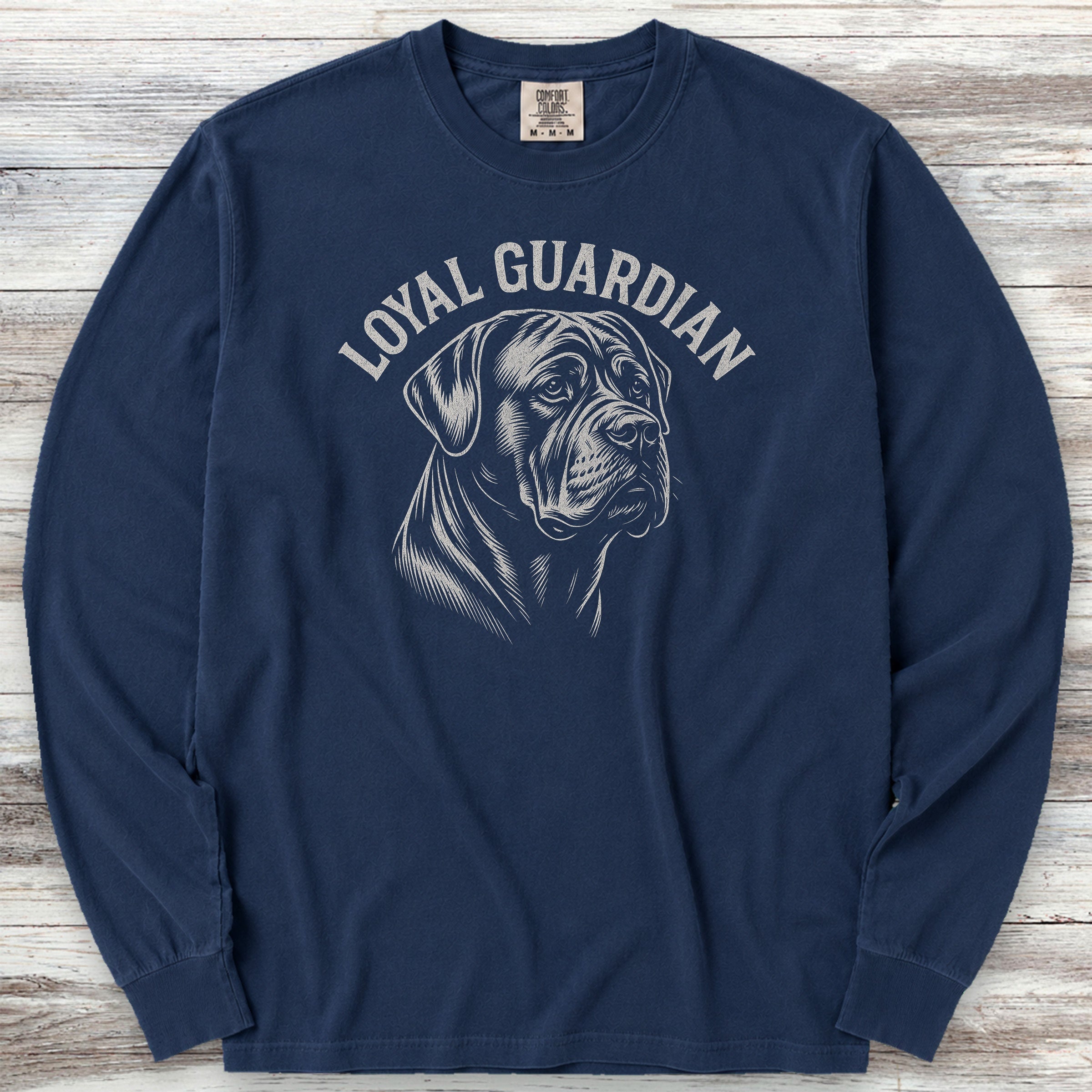 Cane Corso Natural Loyal Guardian Long Sleeve Tee - True Navy
