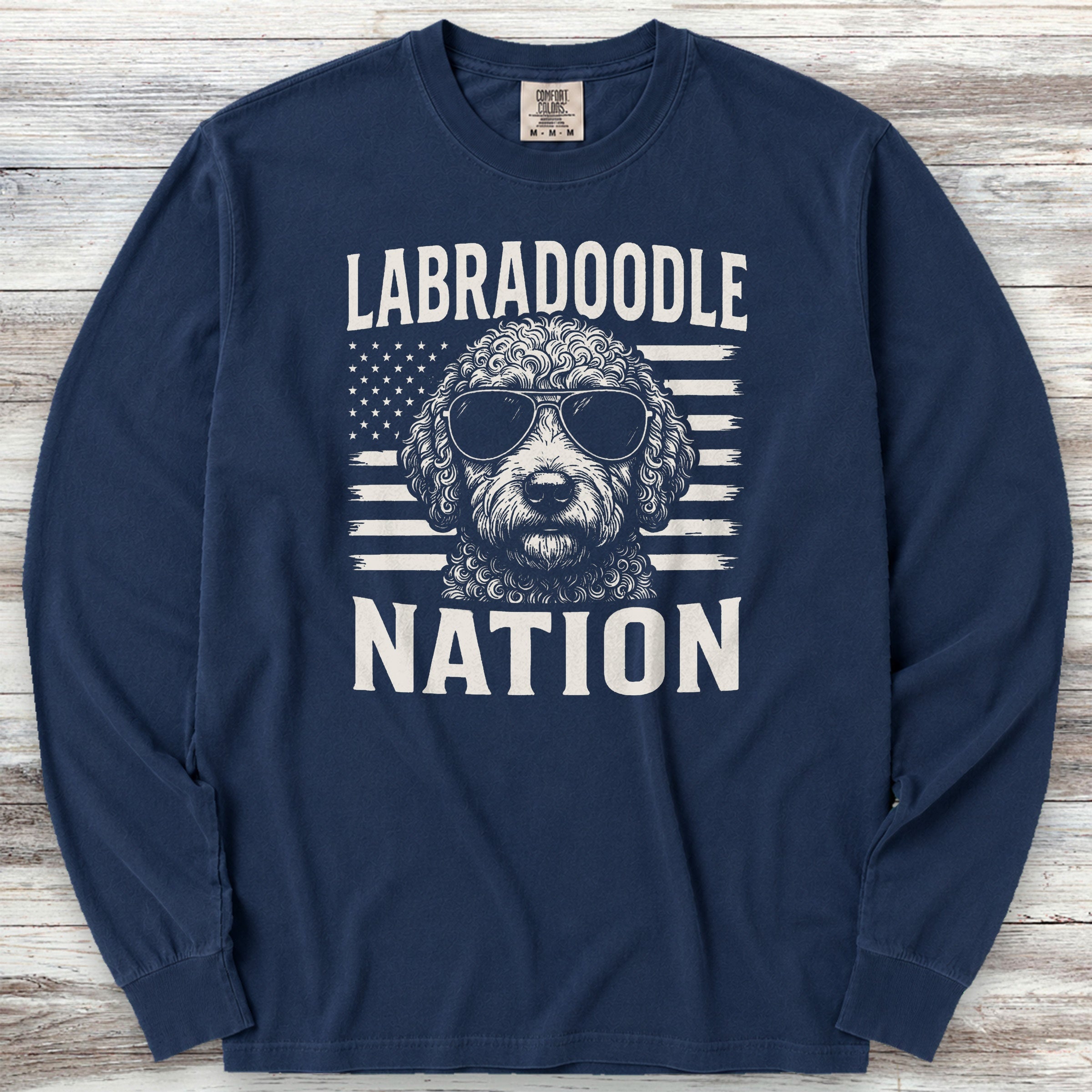 Labradoodle Nation Long Sleeve Tee - True Navy