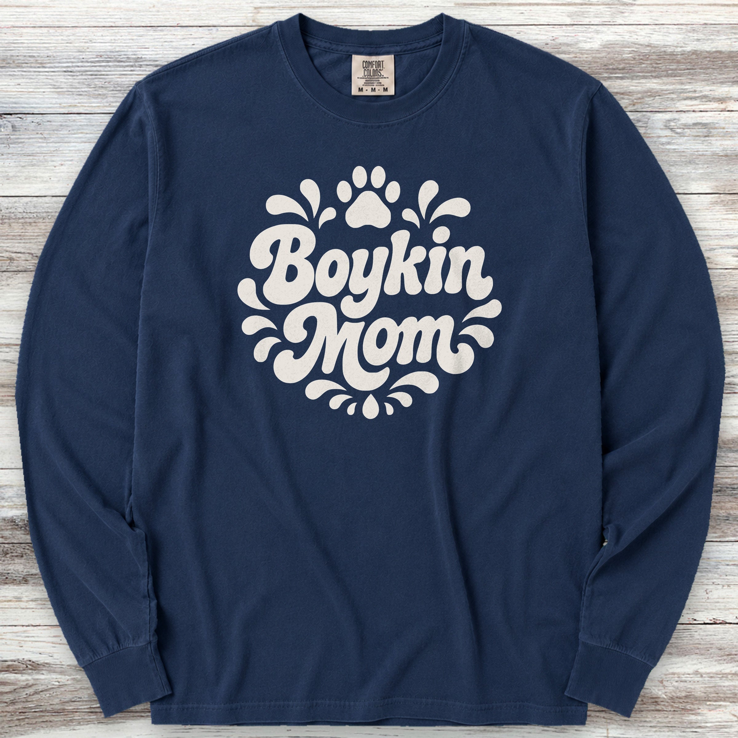 Boykin Spaniel Groovy Mom Long Sleeve Tee - True Navy