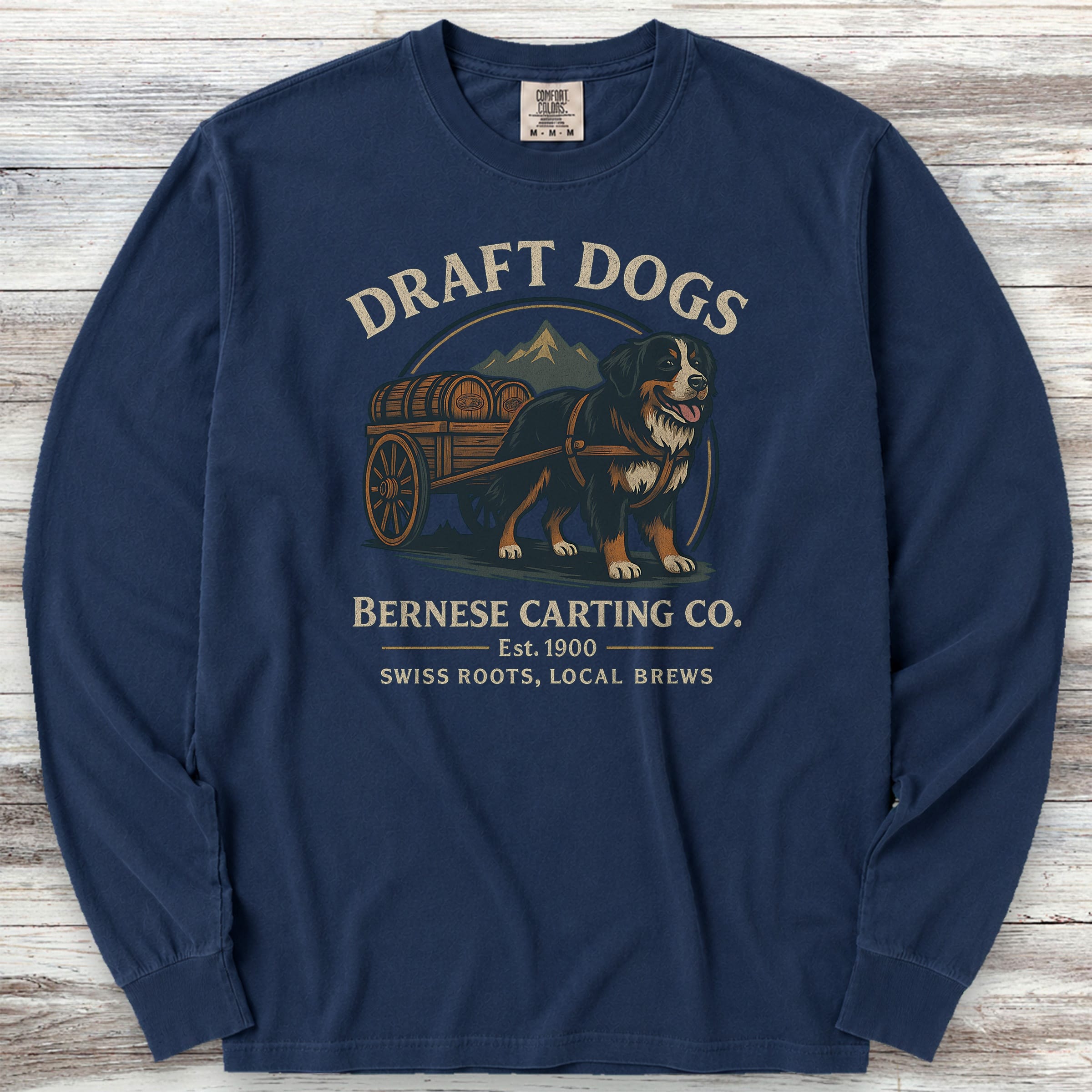 Bernese Mountain Dog Draft Dogs Long Sleeve Tee - True Navy