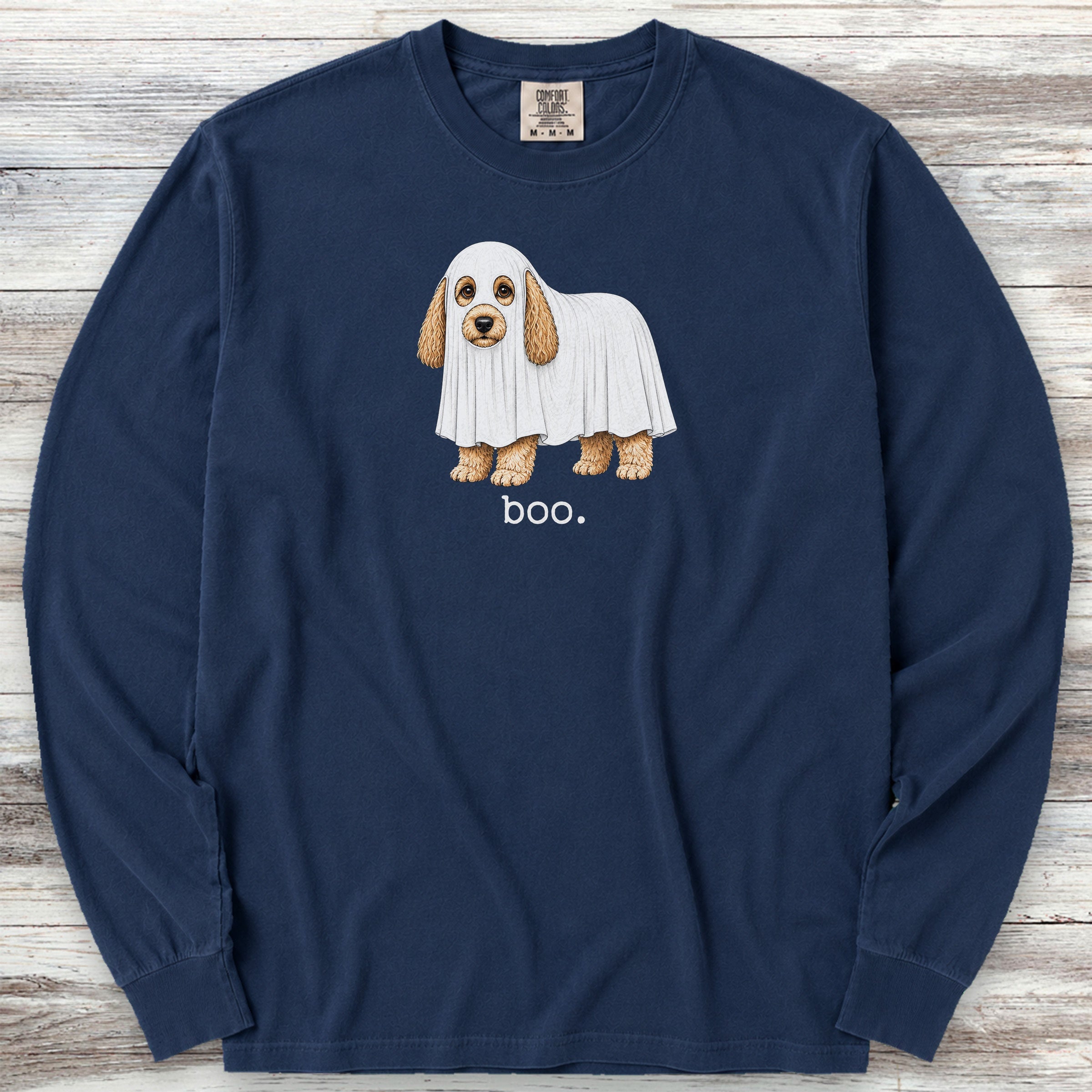 Cockapoo Boo Long Sleeve Tee - True Navy