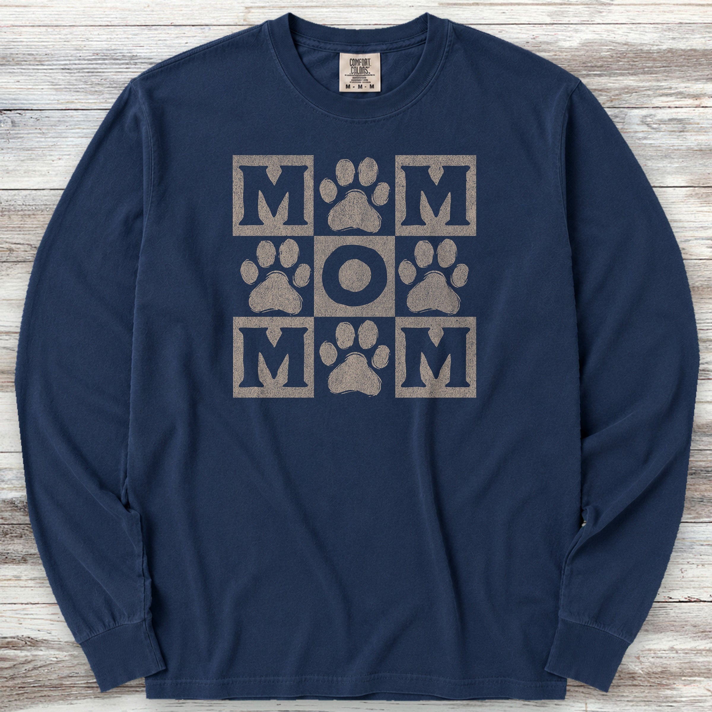 Paw Print Mom Long Sleeve Tee - True Navy
