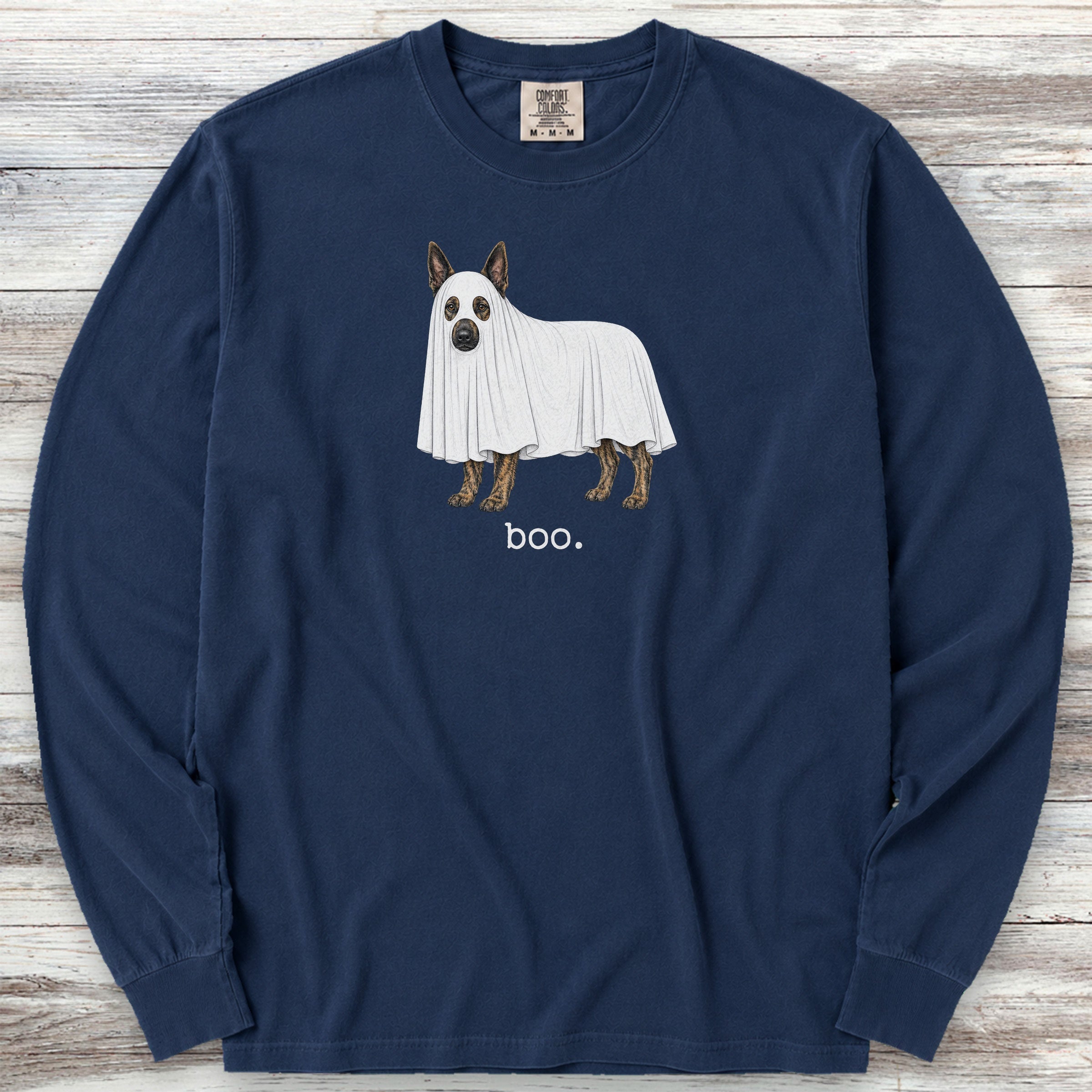 Dutch Shepherd Boo Long Sleeve Tee - True Navy