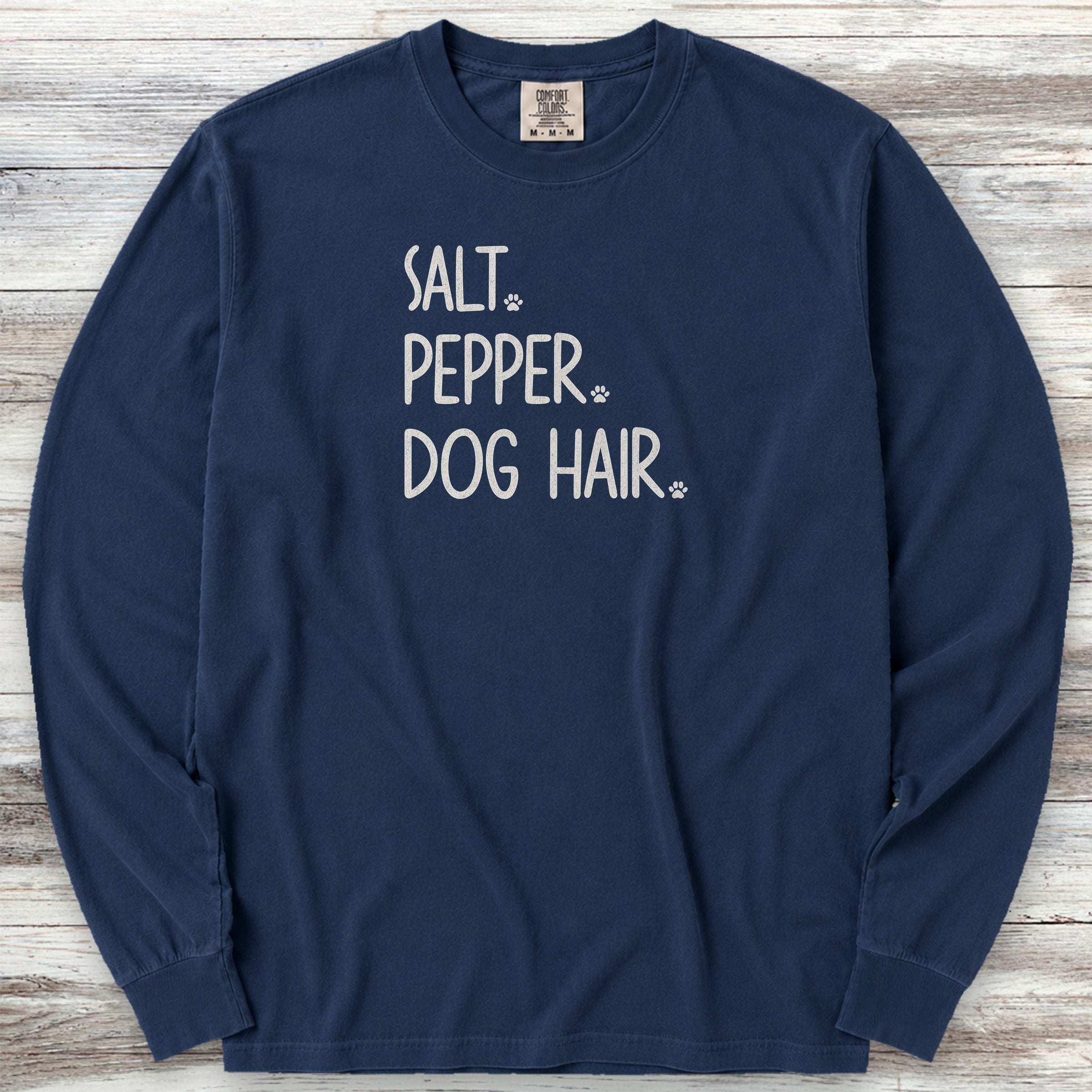 Salt Pepper Dog Hair Long Sleeve Tee - True Navy