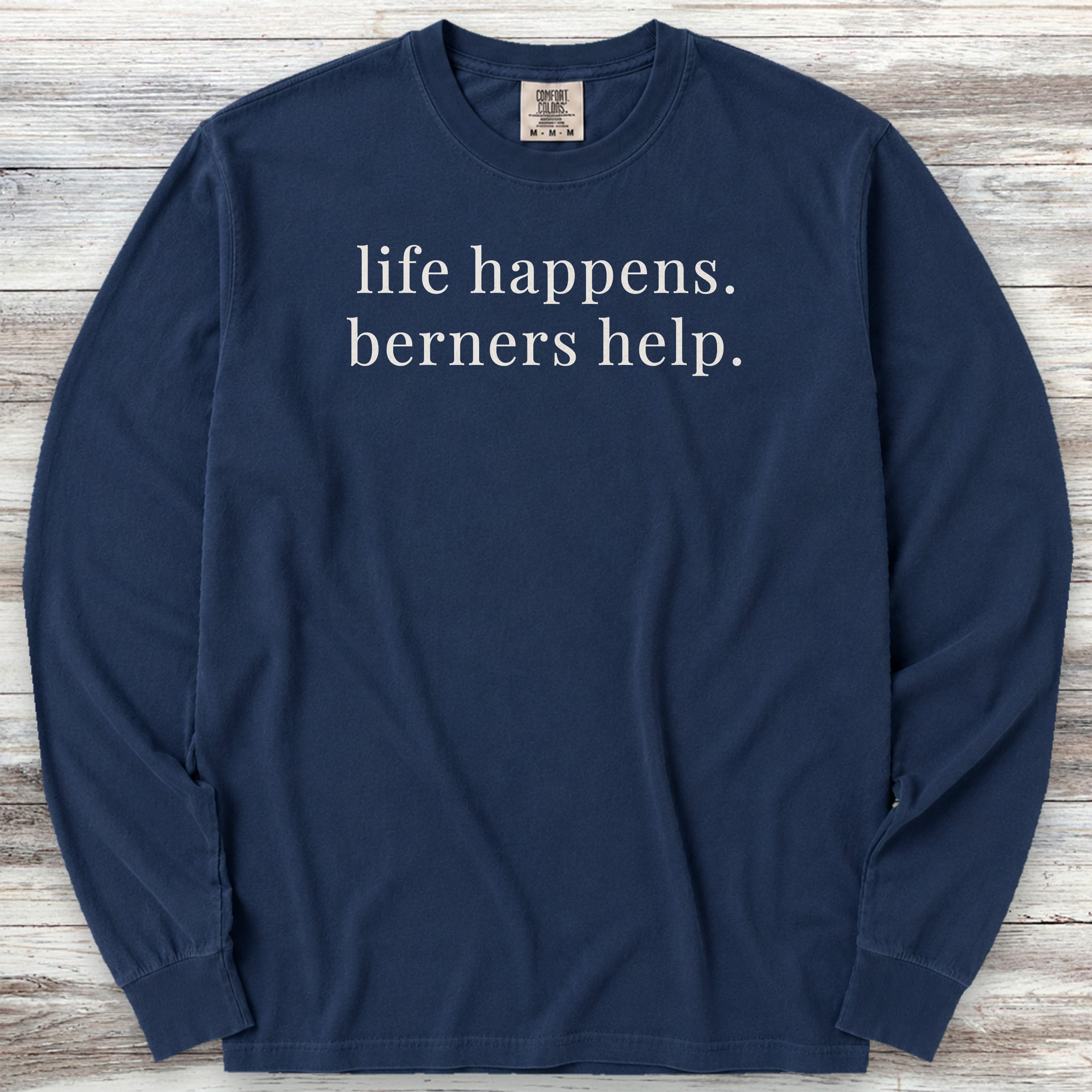 Bernese Mountain Dog Help Long Sleeve Tee - True Navy