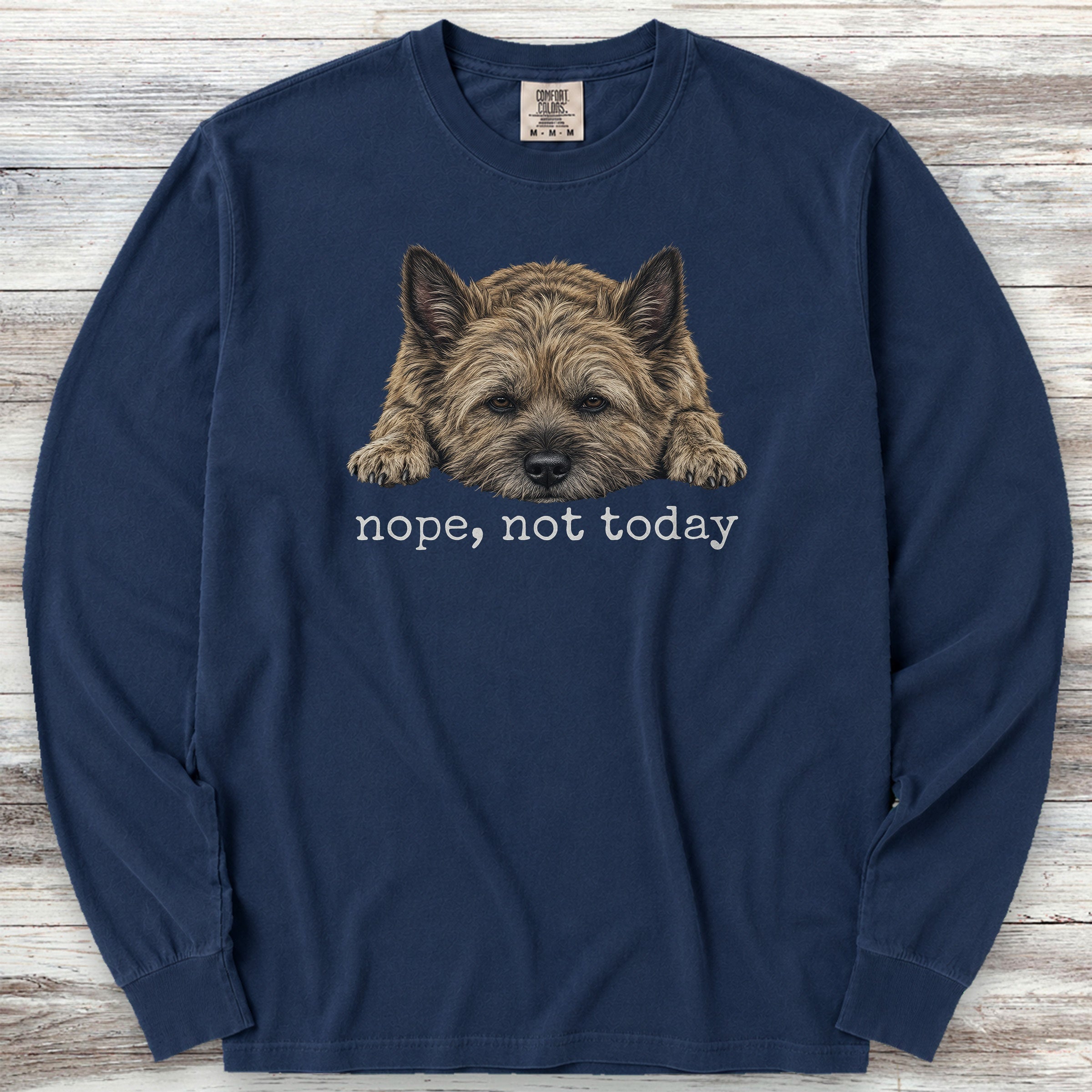 Cairn Terrier Nope Long Sleeve Tee - True Navy