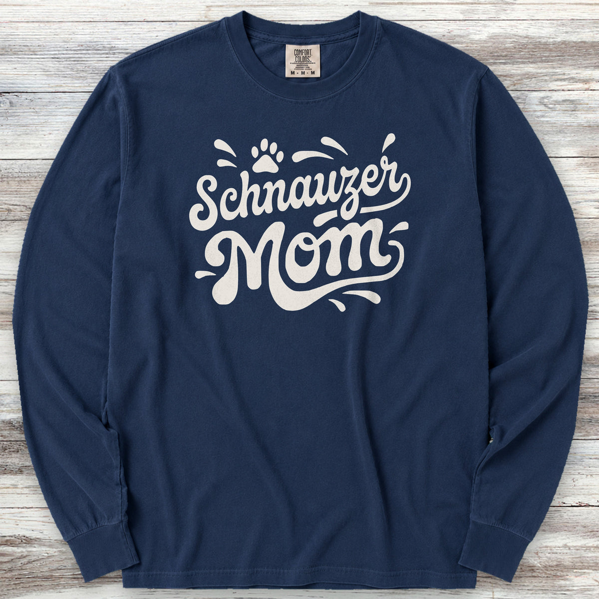 Schnauzer Groovy Mom Long Sleeve Tee - True Navy