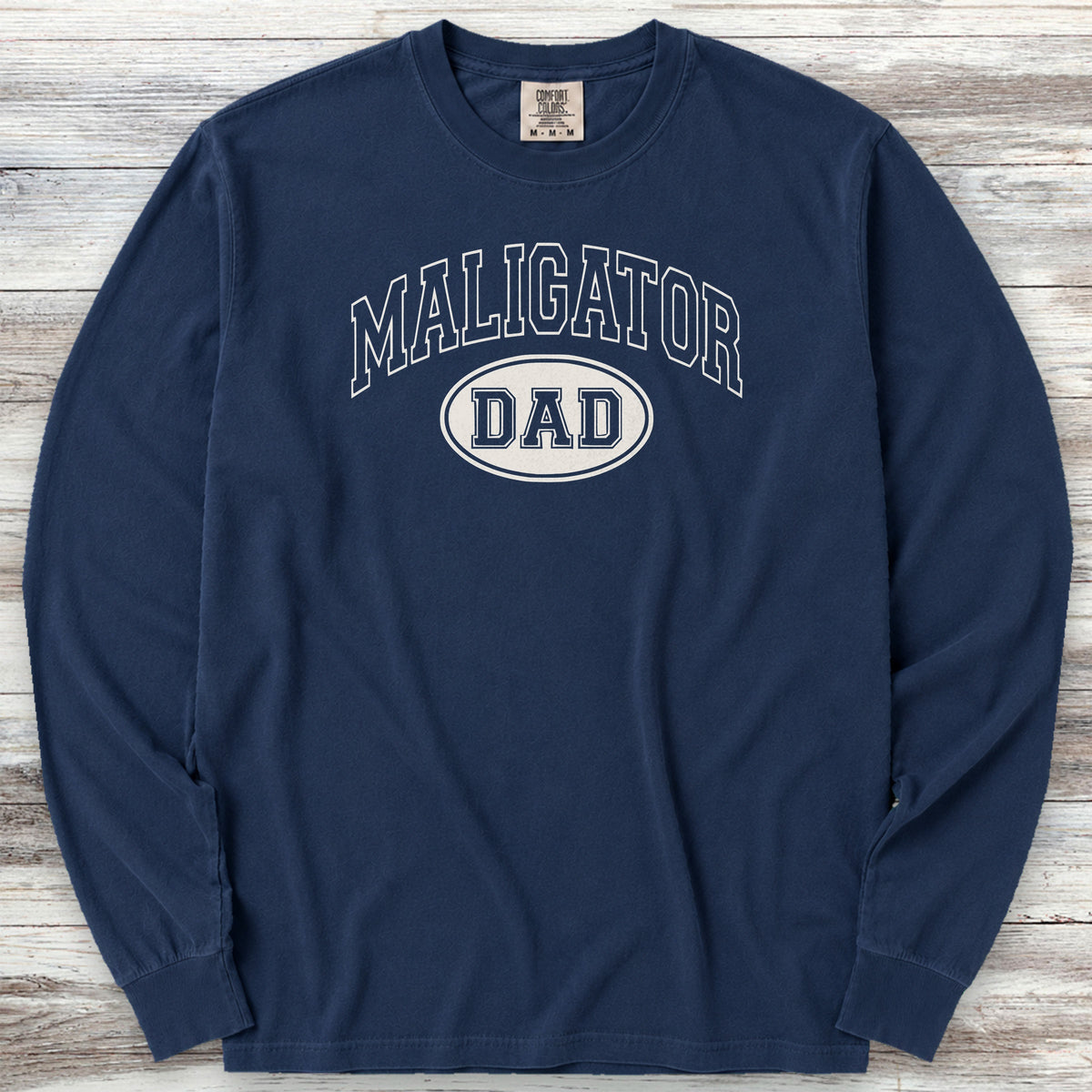 Belgian Malinois University Maligator Dad Long Sleeve Tee - True Navy