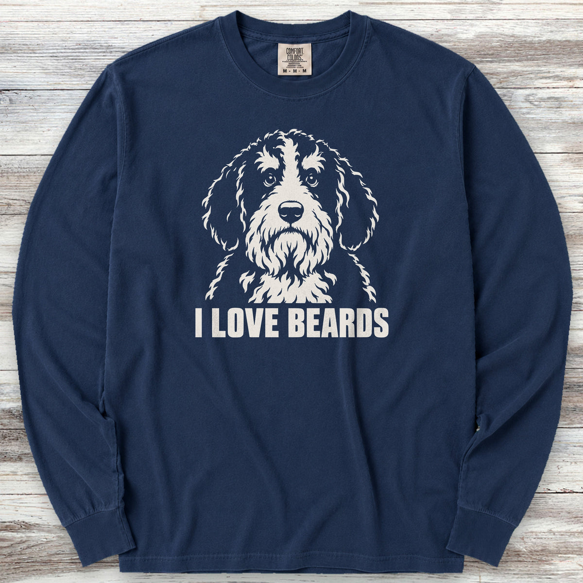 Bernedoodle I Love Beards Long Sleeve Tee - True Navy