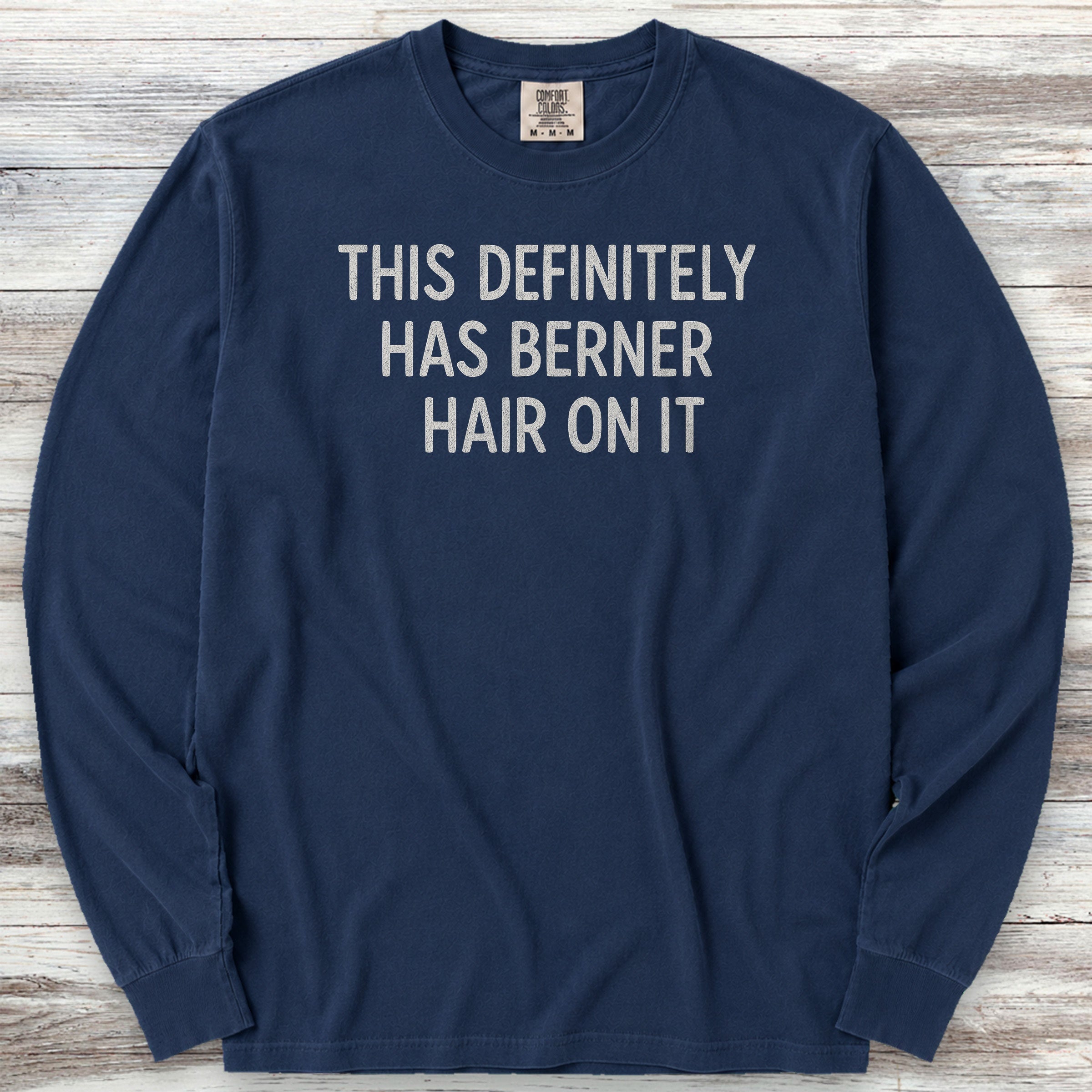 Bernese Mountain Dog Hair Long Sleeve Tee - True Navy