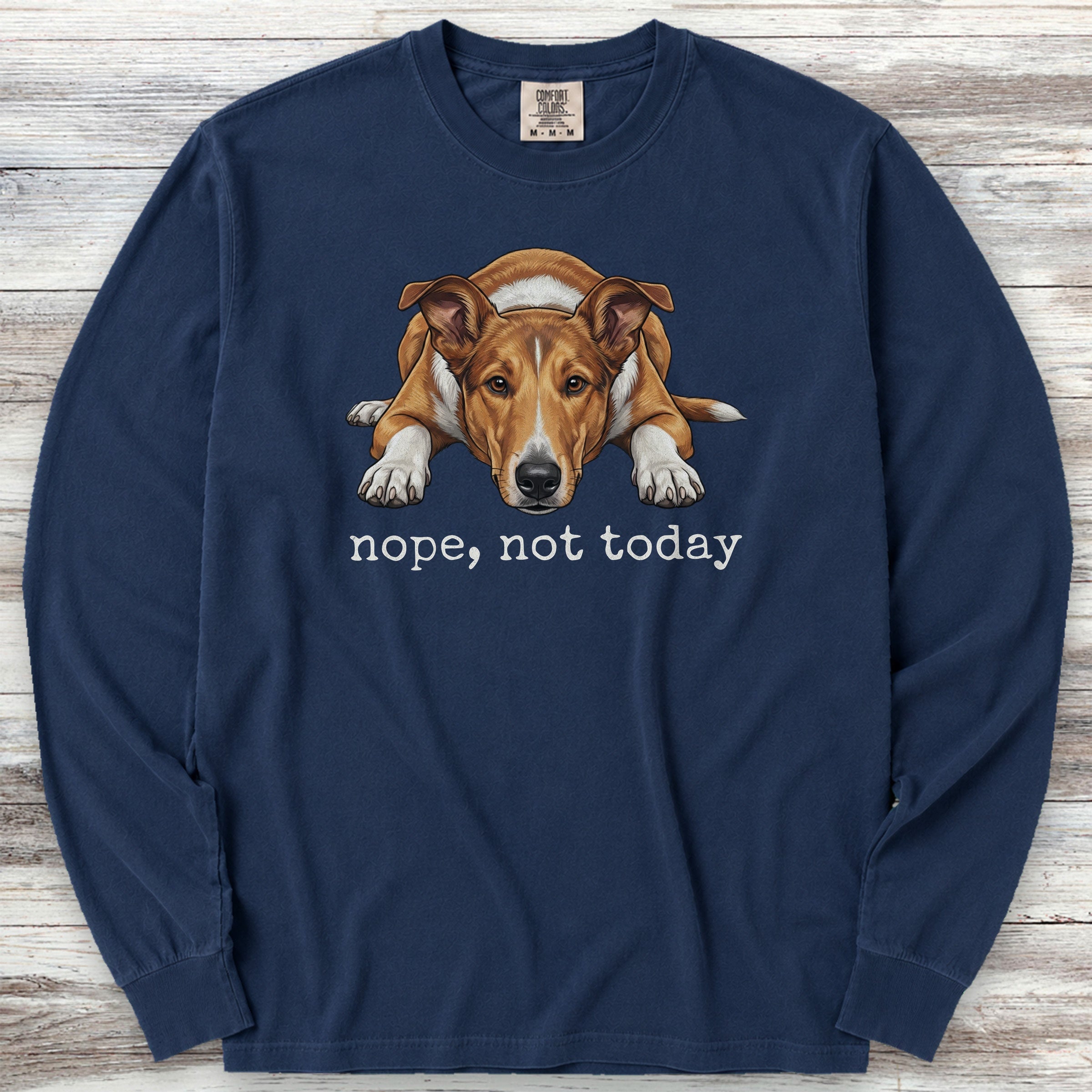 Smooth Collie Nope Long Sleeve Tee - True Navy