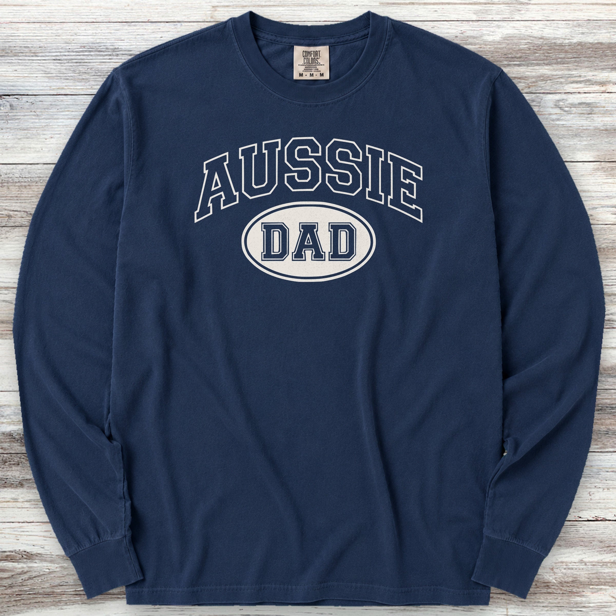 Australian Shepherd Aussie Dad Long Sleeve Tee - True Navy