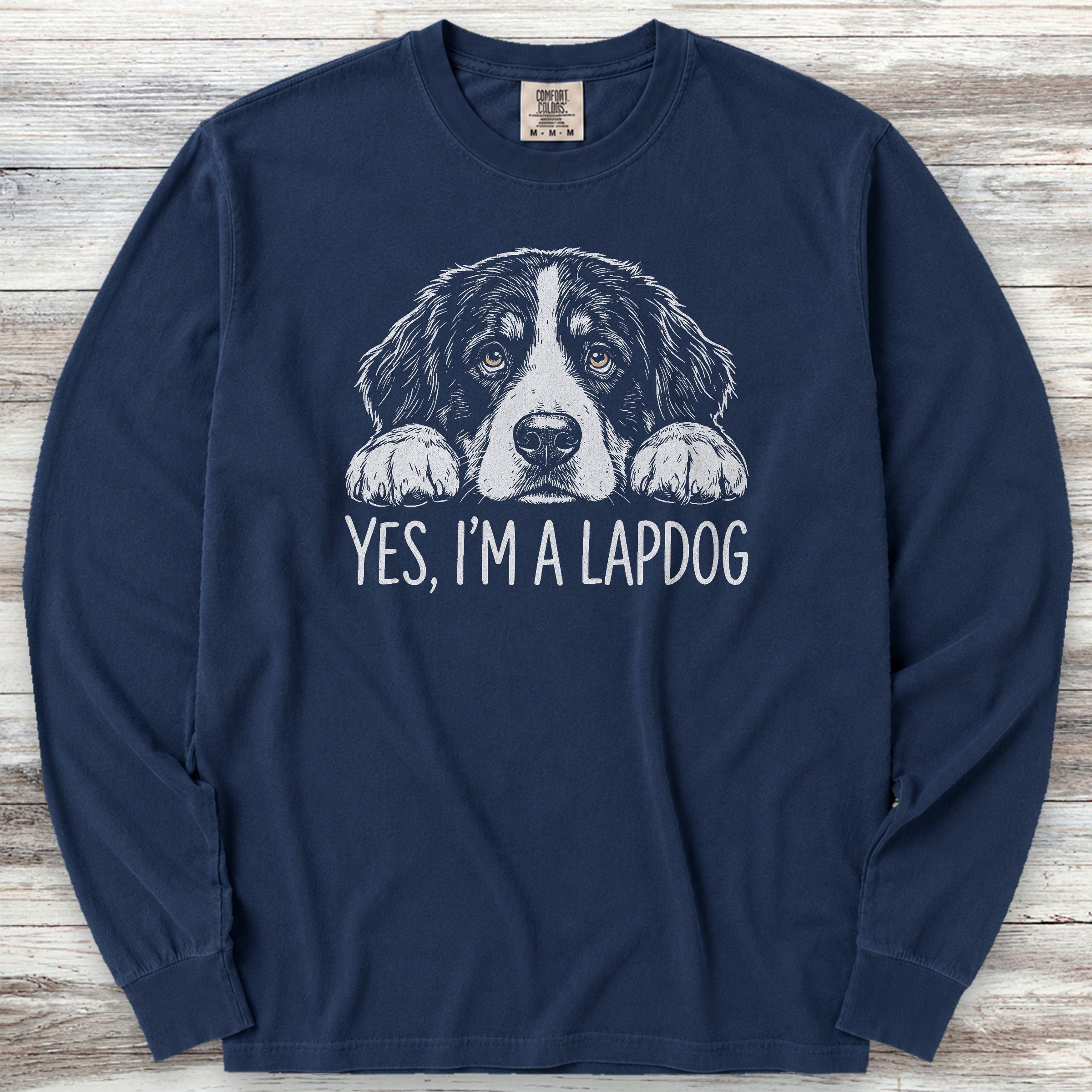 Bernese Mountain Dog Lapdog Long Sleeve Tee - True Navy