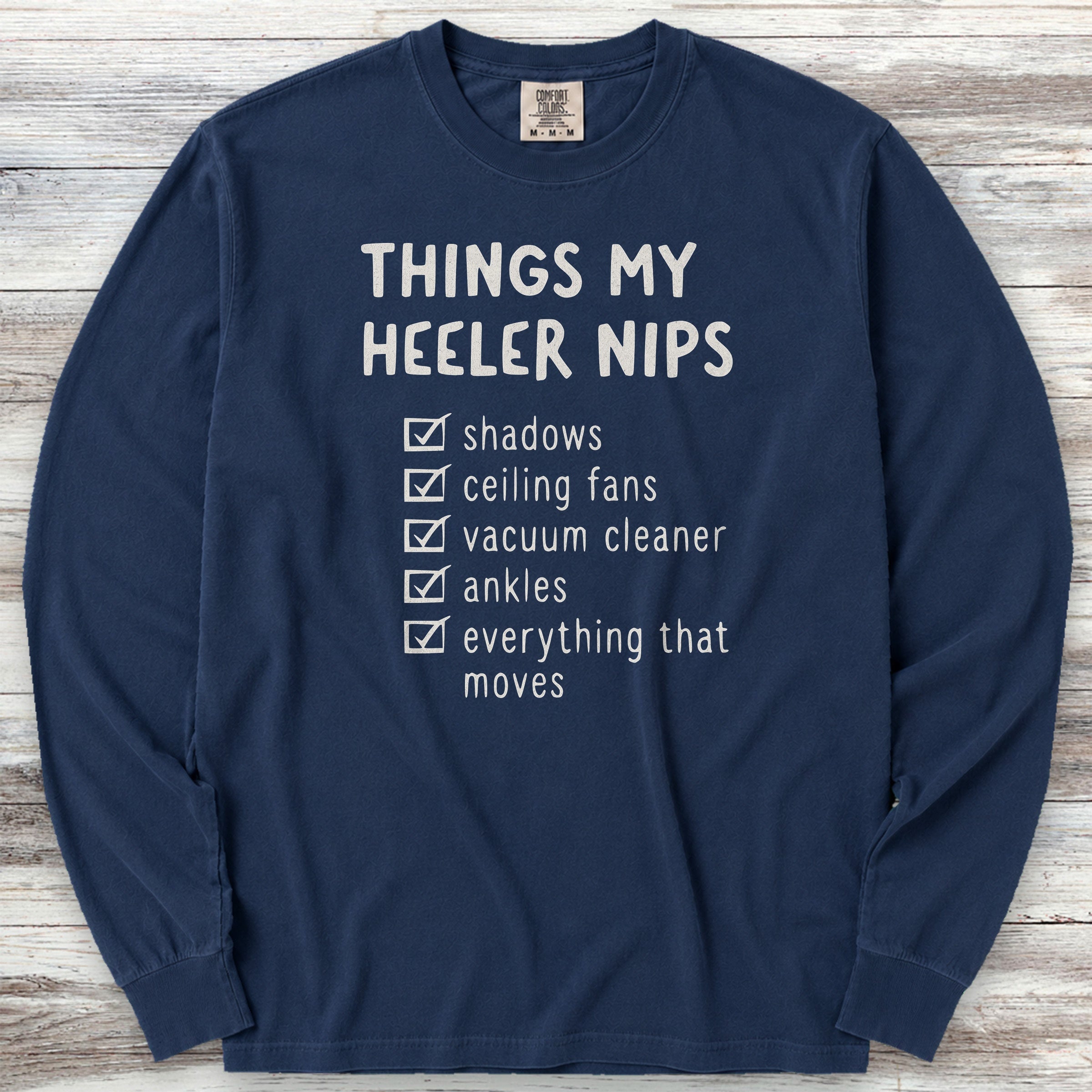 Australian Cattle Dog Nip List Long Sleeve Tee - True Navy