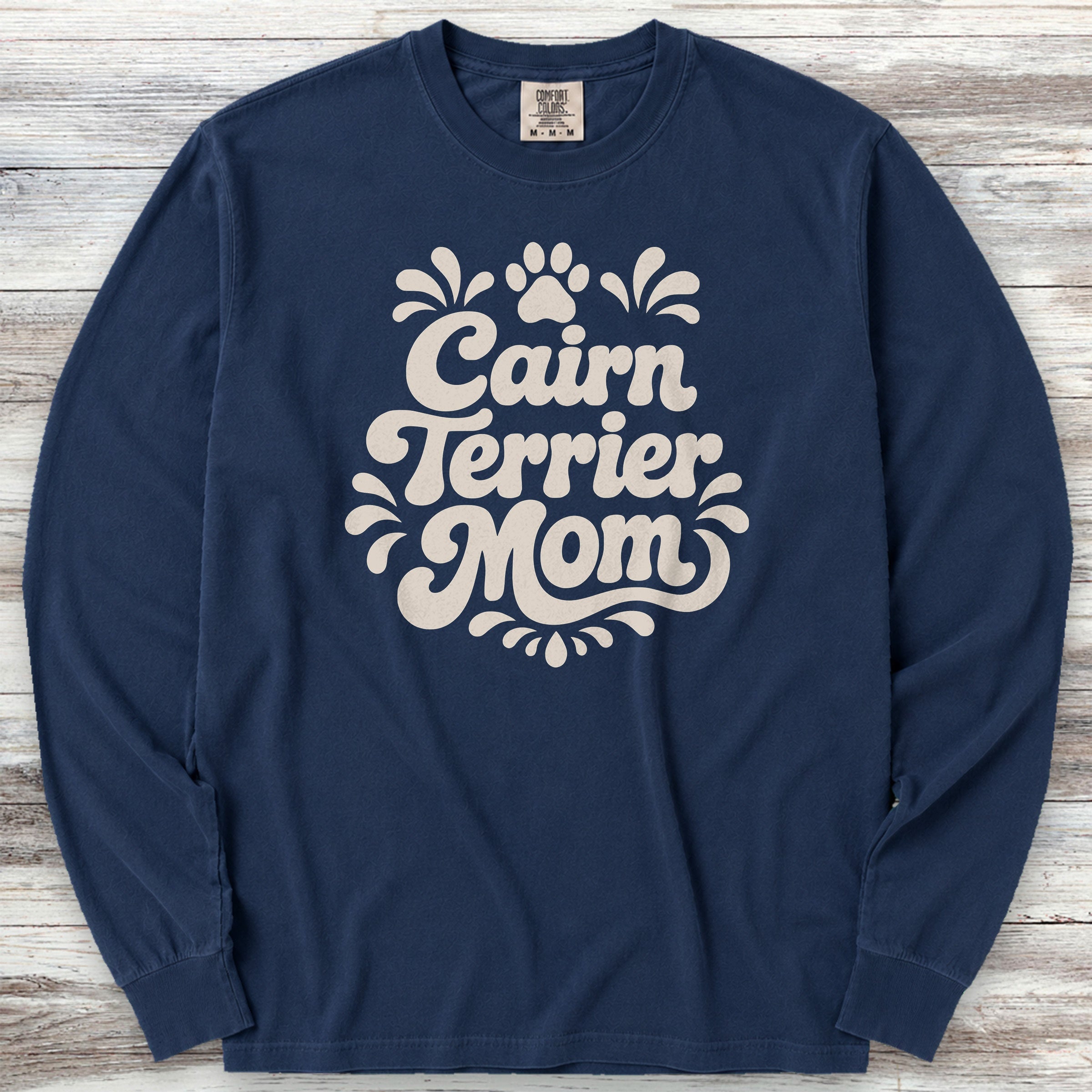 Cairn Terrier Groovy Mom Long Sleeve Tee - True Navy