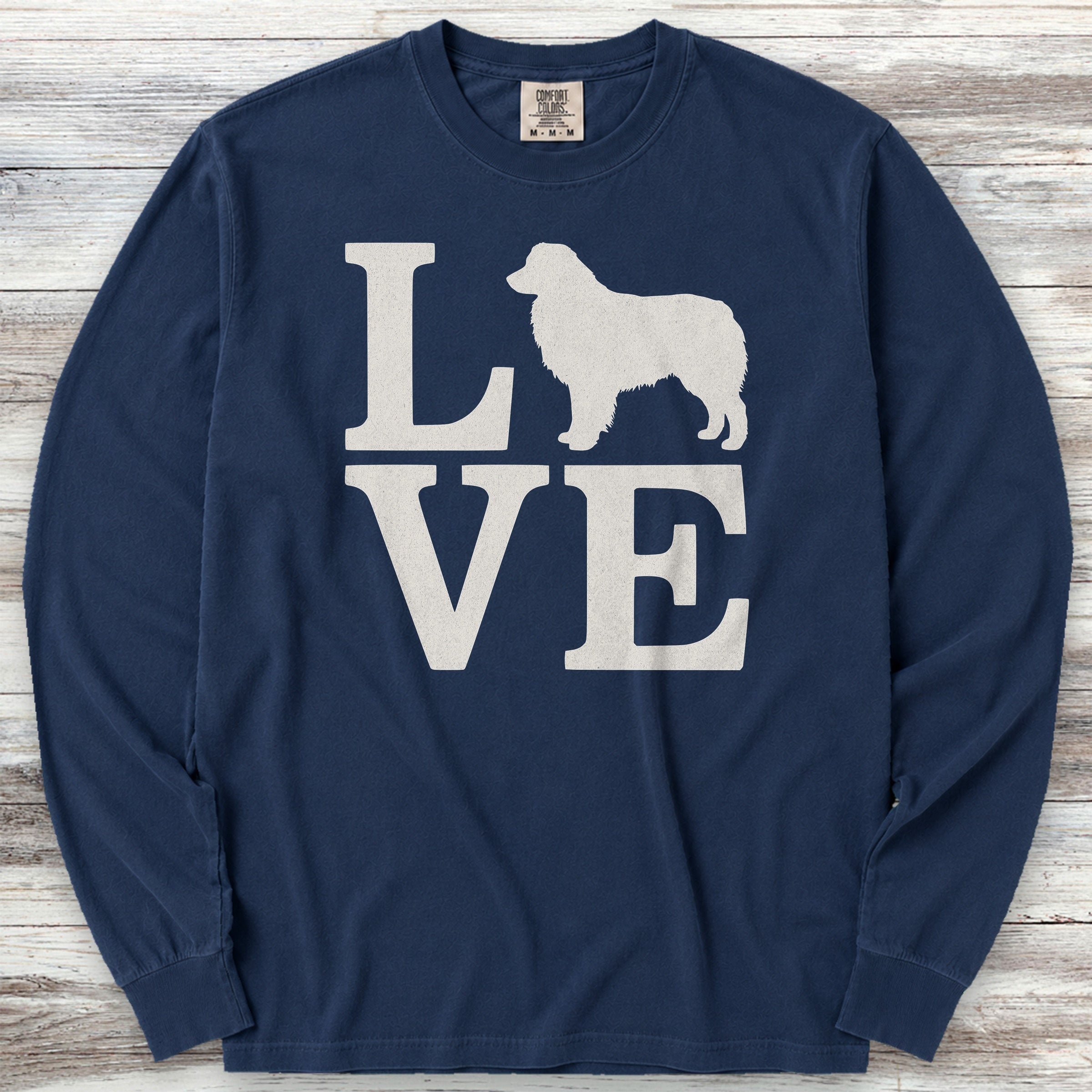 Australian Shepherd Love Long Sleeve Tee - True Navy