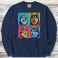 Pop Art Malamute Long Sleeve Tee - True Navy
